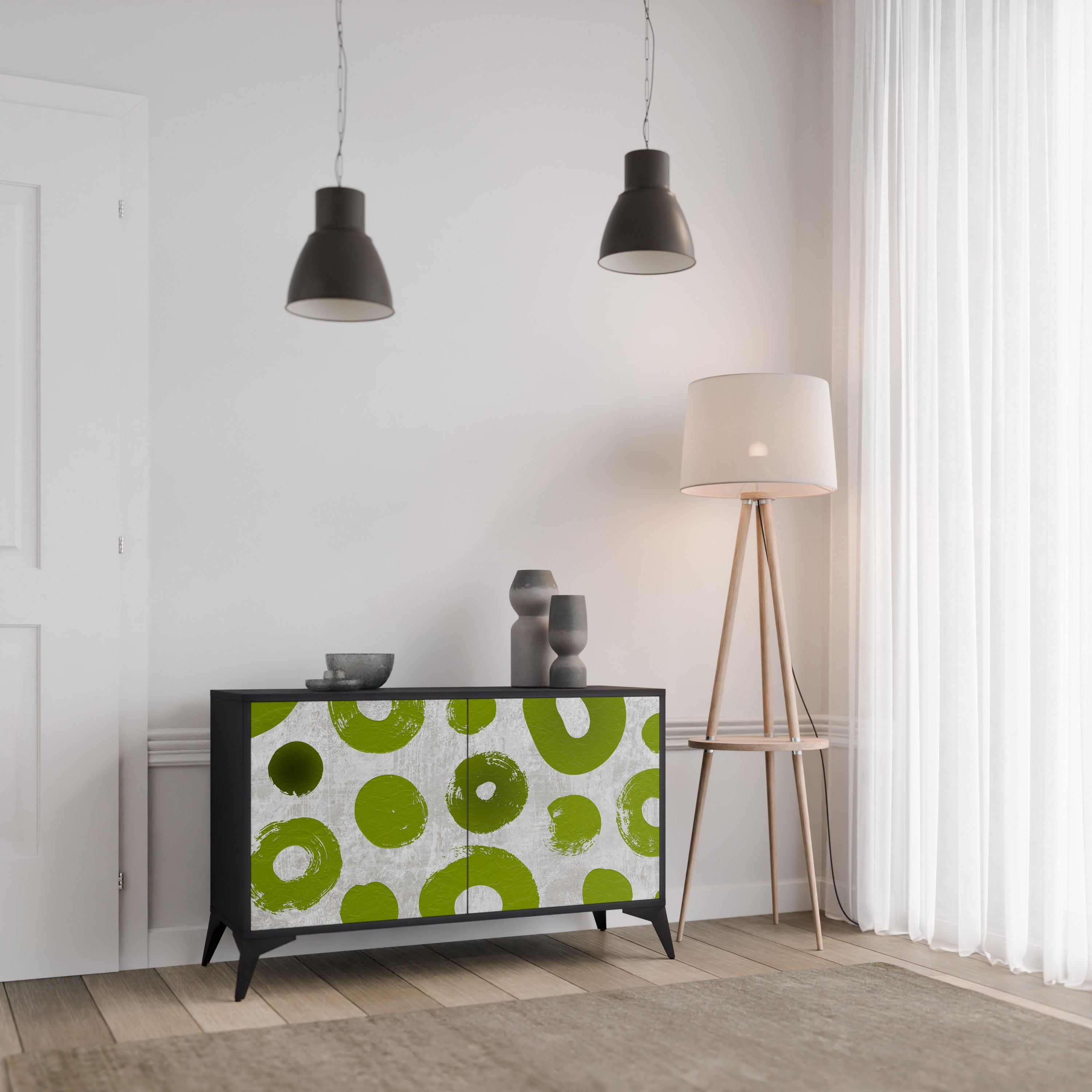 GREEN RHAPSODY 2-Door Sideboard in Black Finish