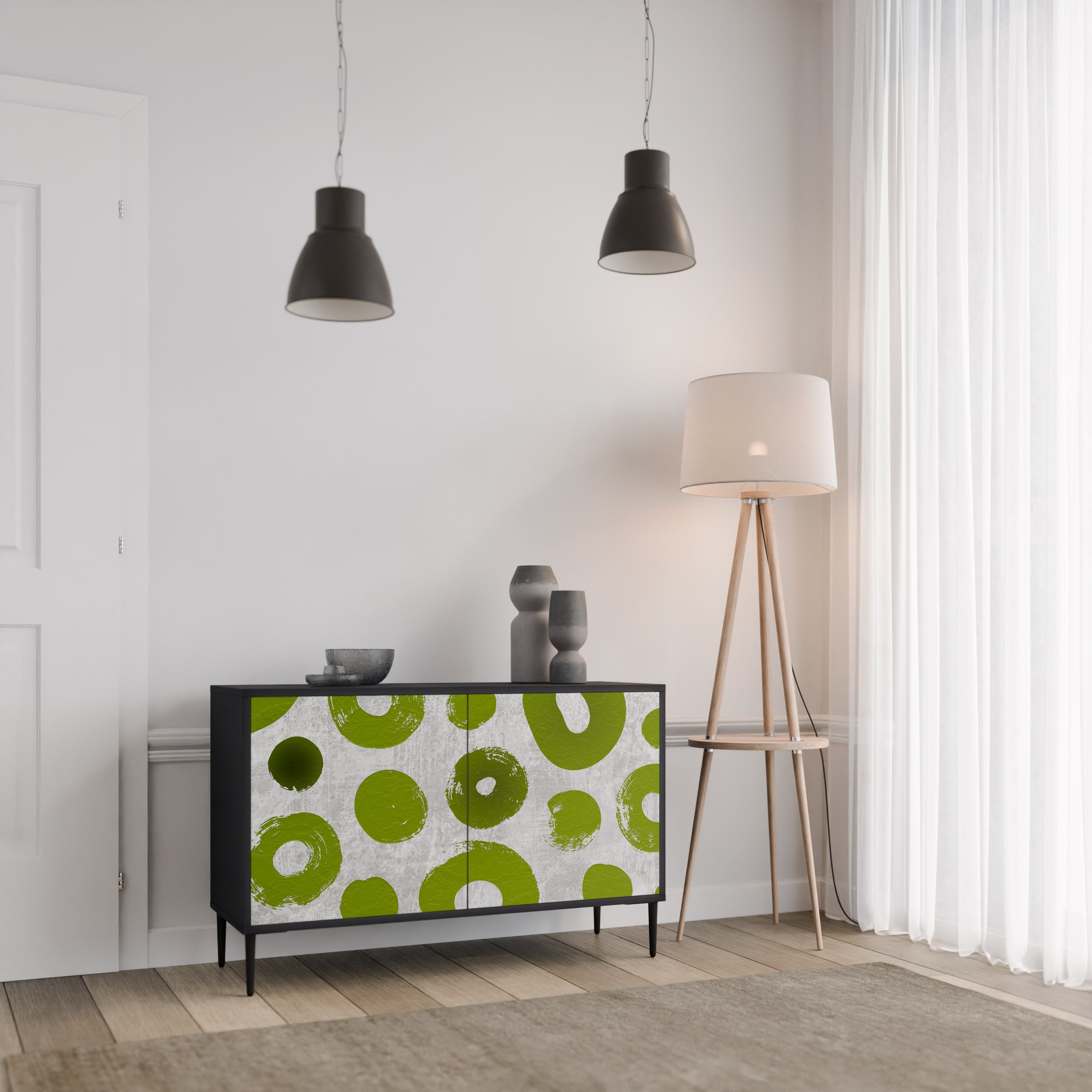 GREEN RHAPSODY 2-Door Sideboard in Black Finish