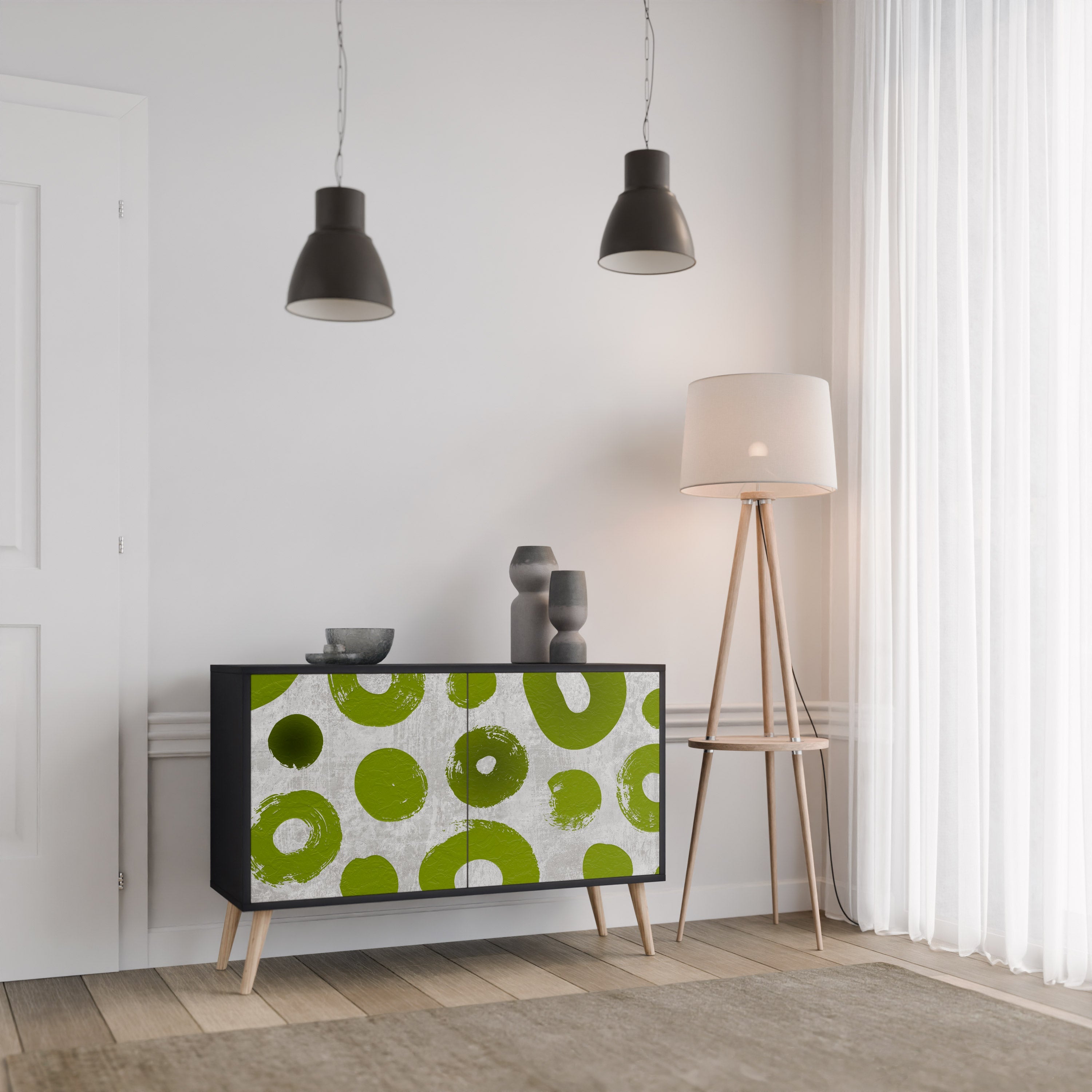 GREEN RHAPSODY 2-Door Sideboard in Black Finish