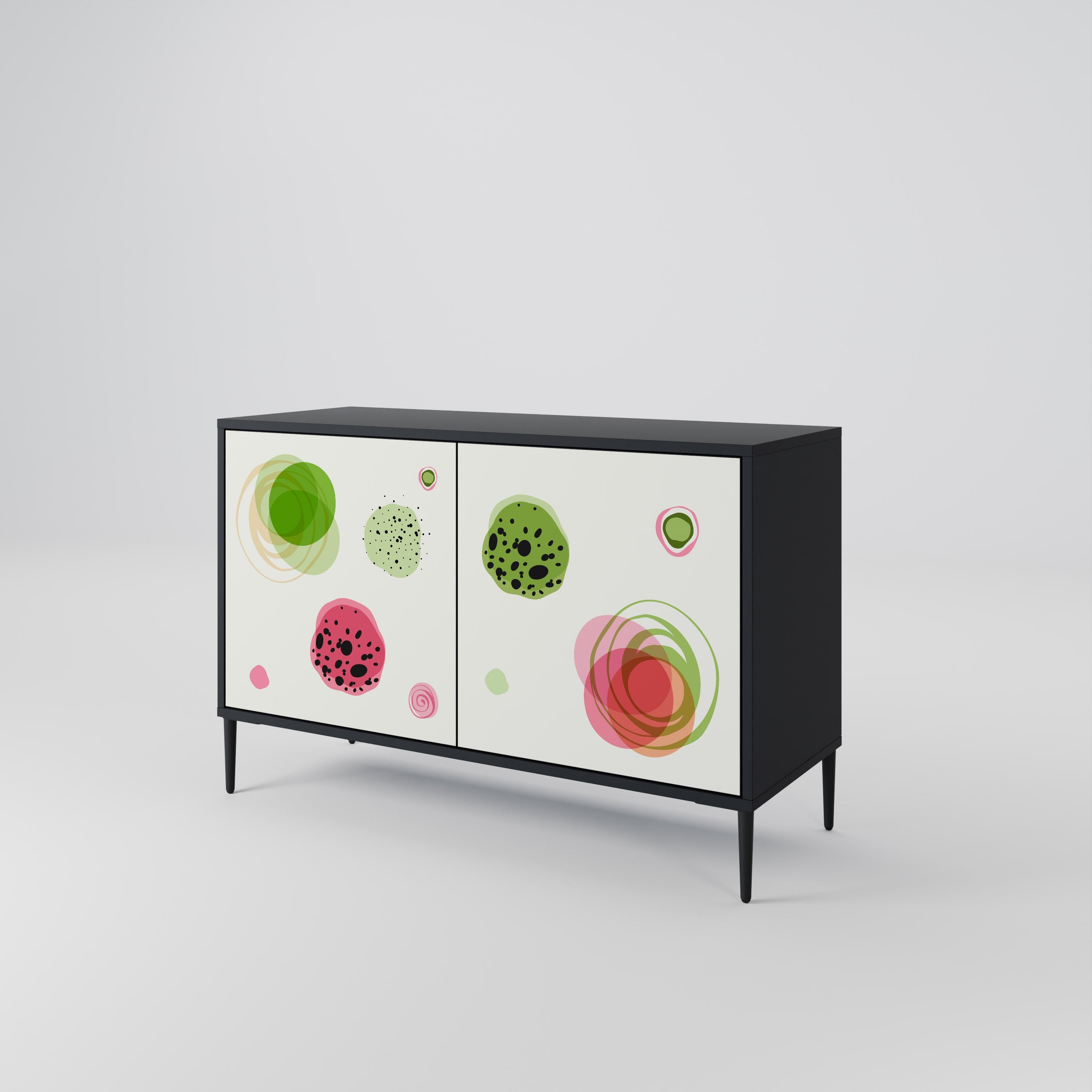 COLORFUL COSMOS 2-Door Sideboard in Black Finish