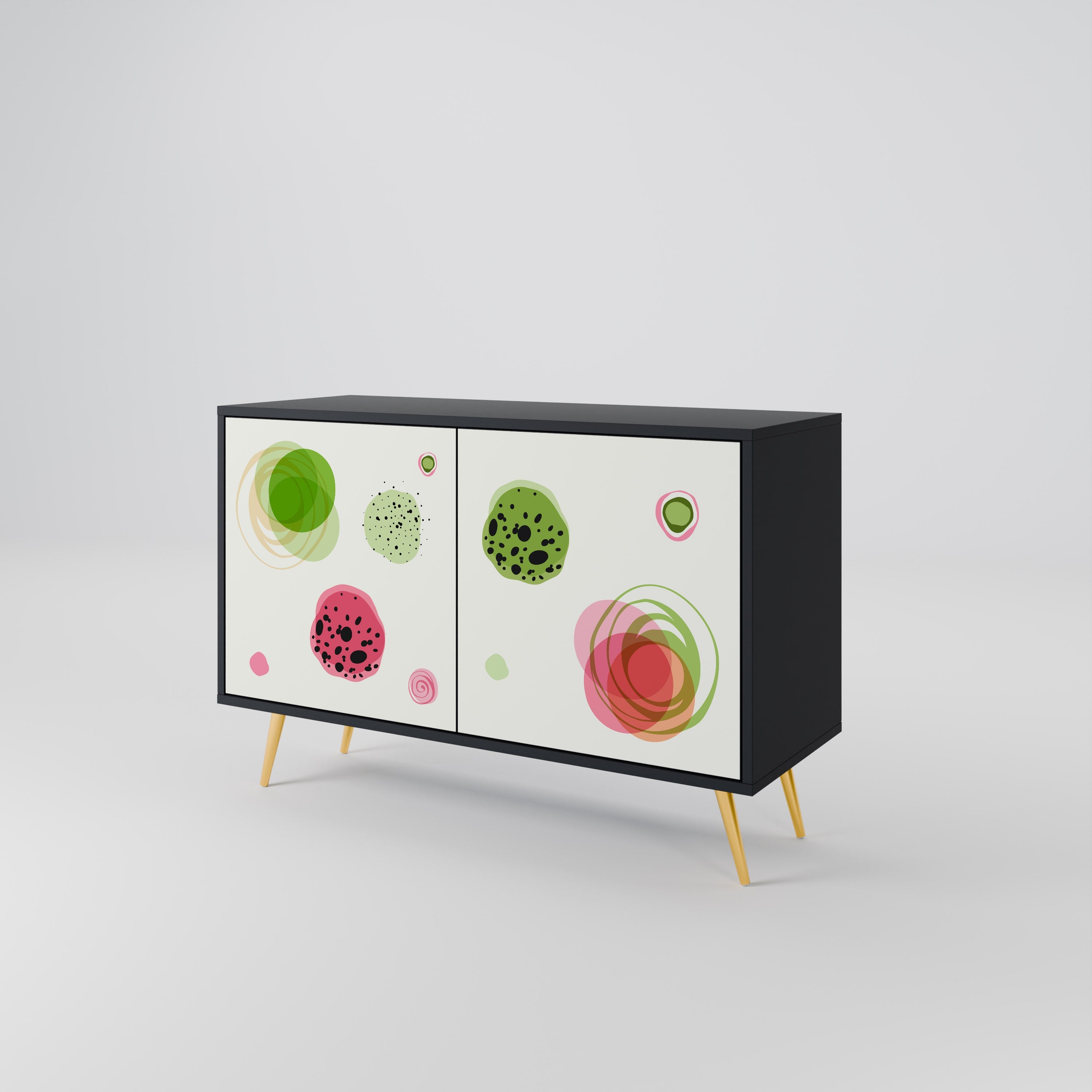 COLORFUL COSMOS 2-Door Sideboard in Black Finish
