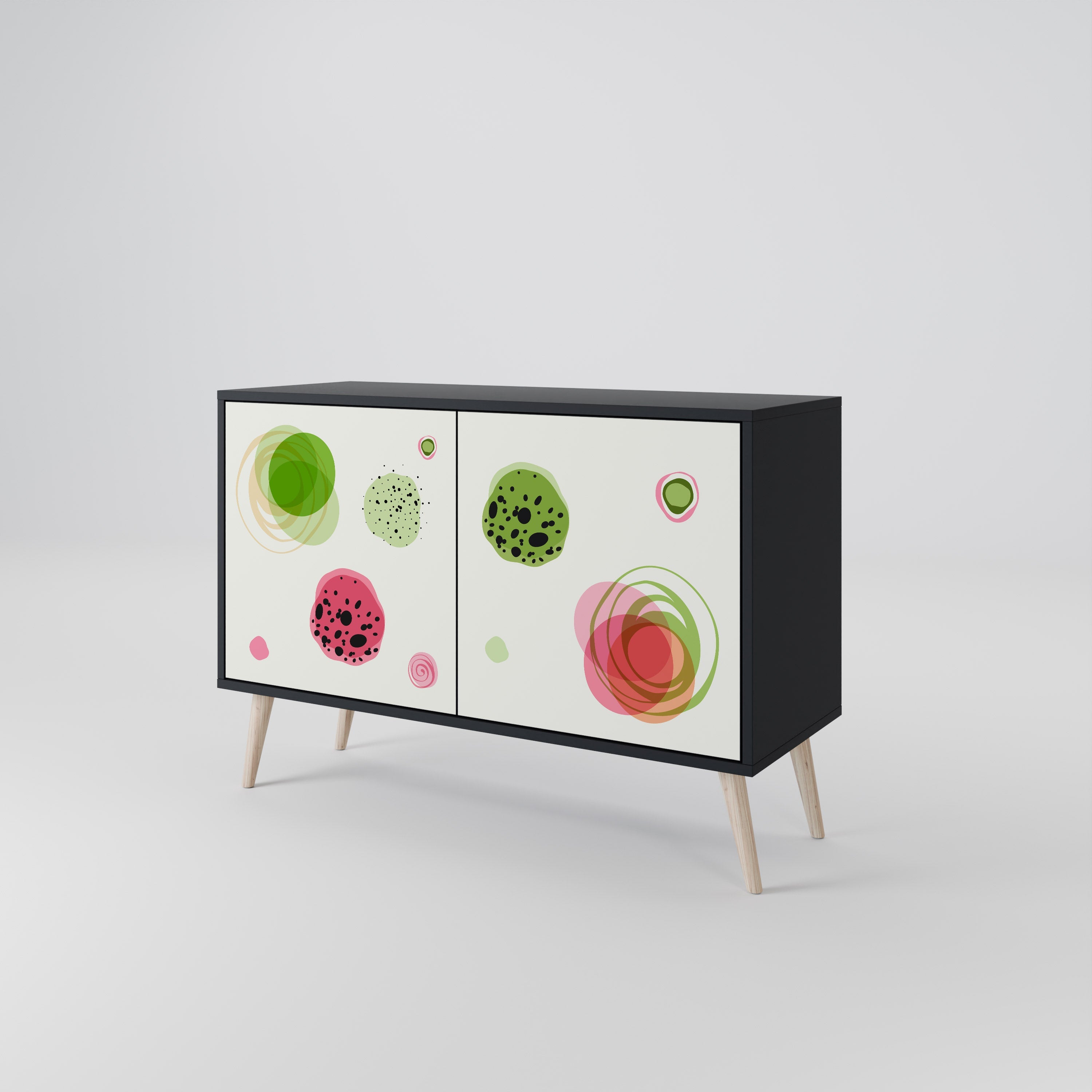 COLORFUL COSMOS 2-Door Sideboard in Black Finish
