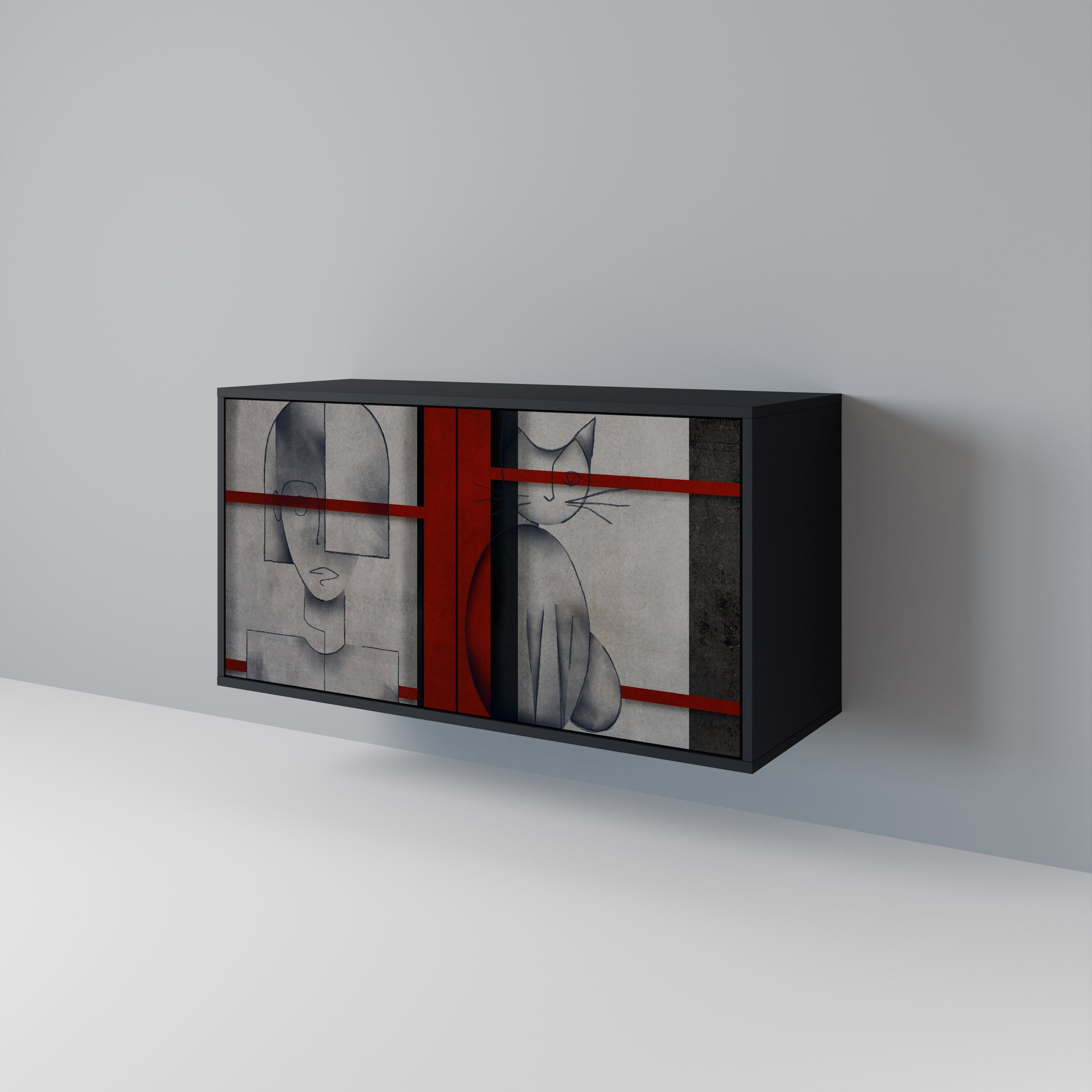 GRAY FIGURES 2-Door Sideboard in Black Finish