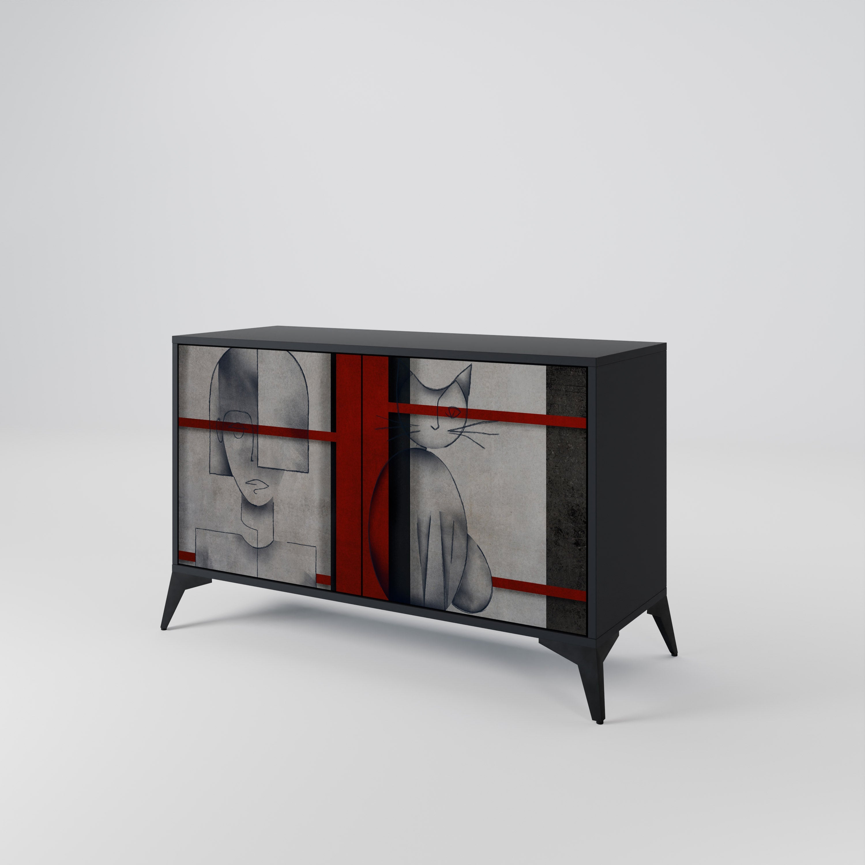 GRAY FIGURES 2-Door Sideboard in Black Finish