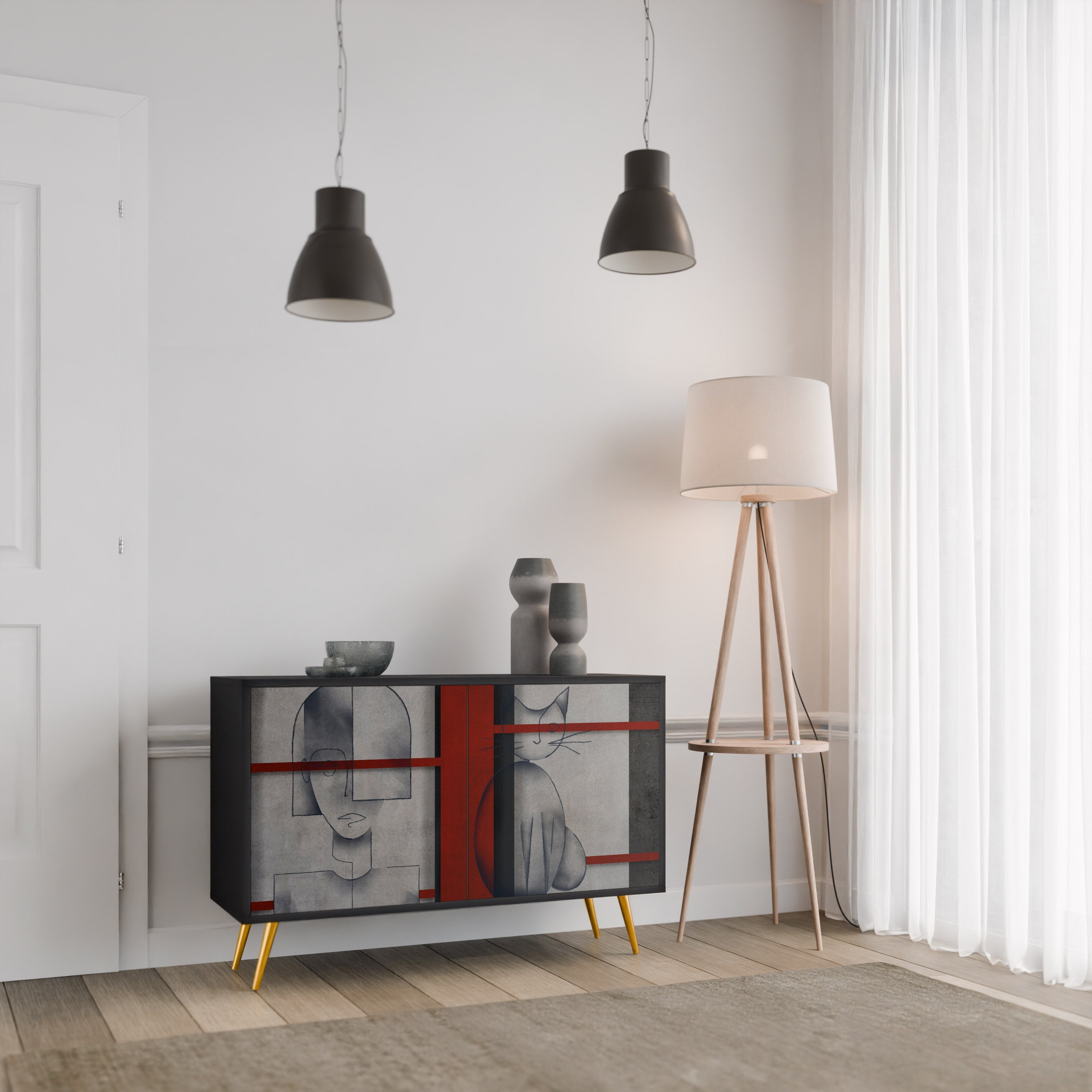 GRAY FIGURES 2-Door Sideboard in Black Finish