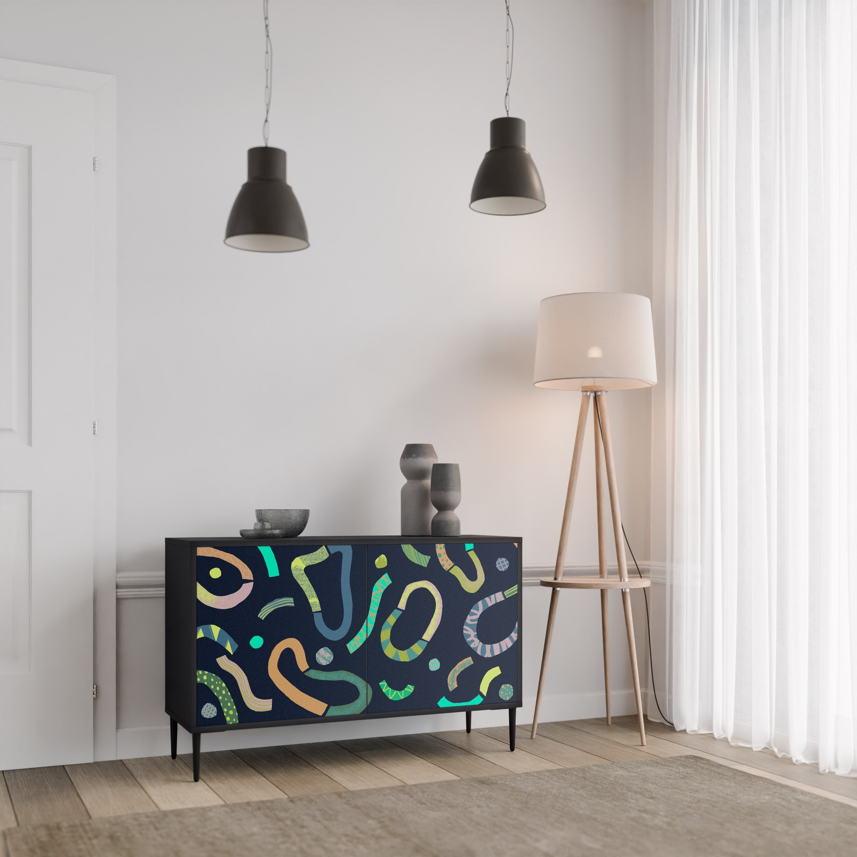 CONTRAST DANCE 2-Door Sideboard in Black Finish