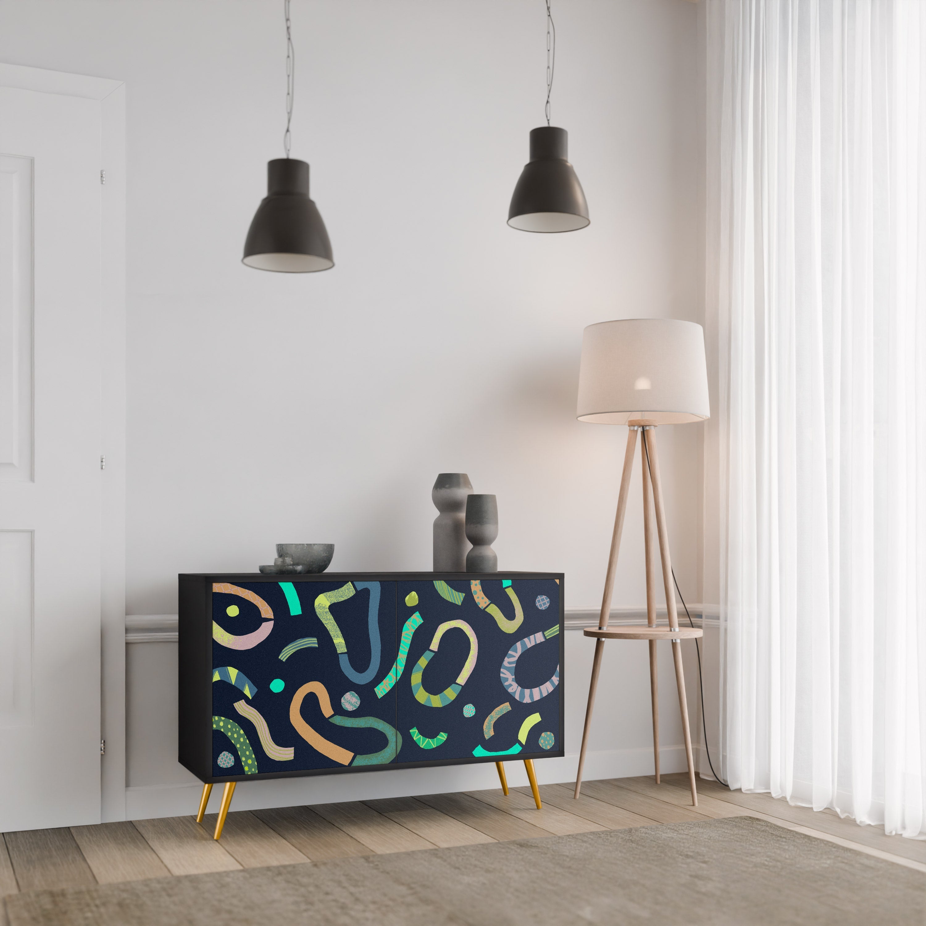 CONTRAST DANCE 2-Door Sideboard in Black Finish