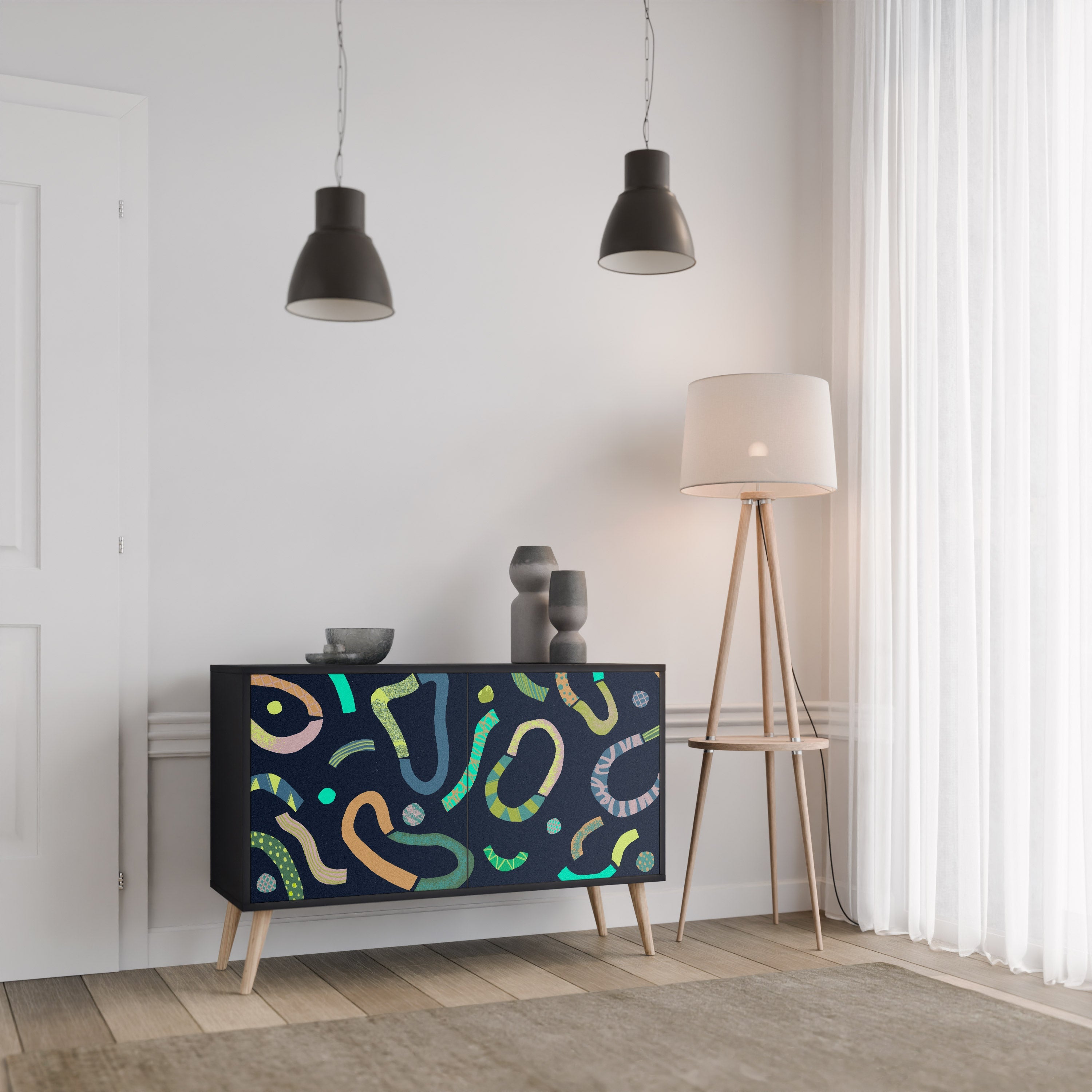 CONTRAST DANCE 2-Door Sideboard in Black Finish