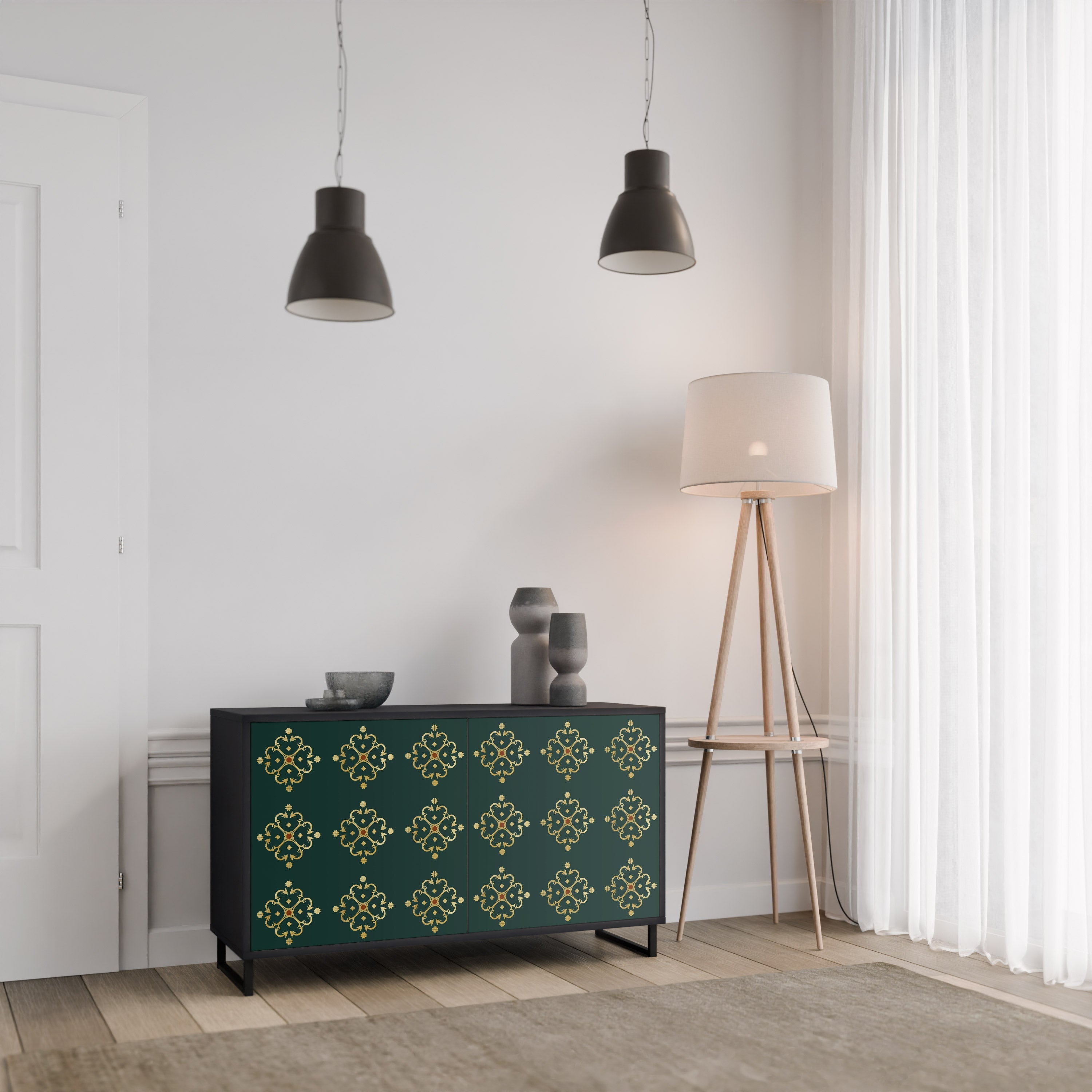 ROYAL MEDALLION 2-Door Sideboard in Black Finish