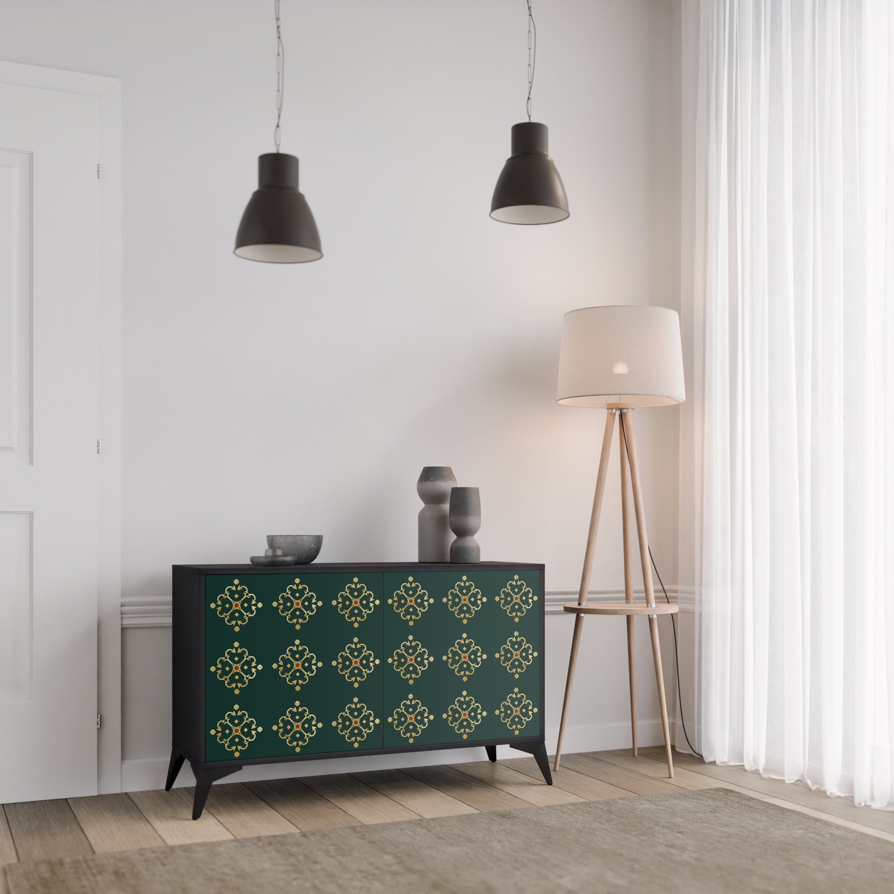 ROYAL MEDALLION 2-Door Sideboard in Black Finish