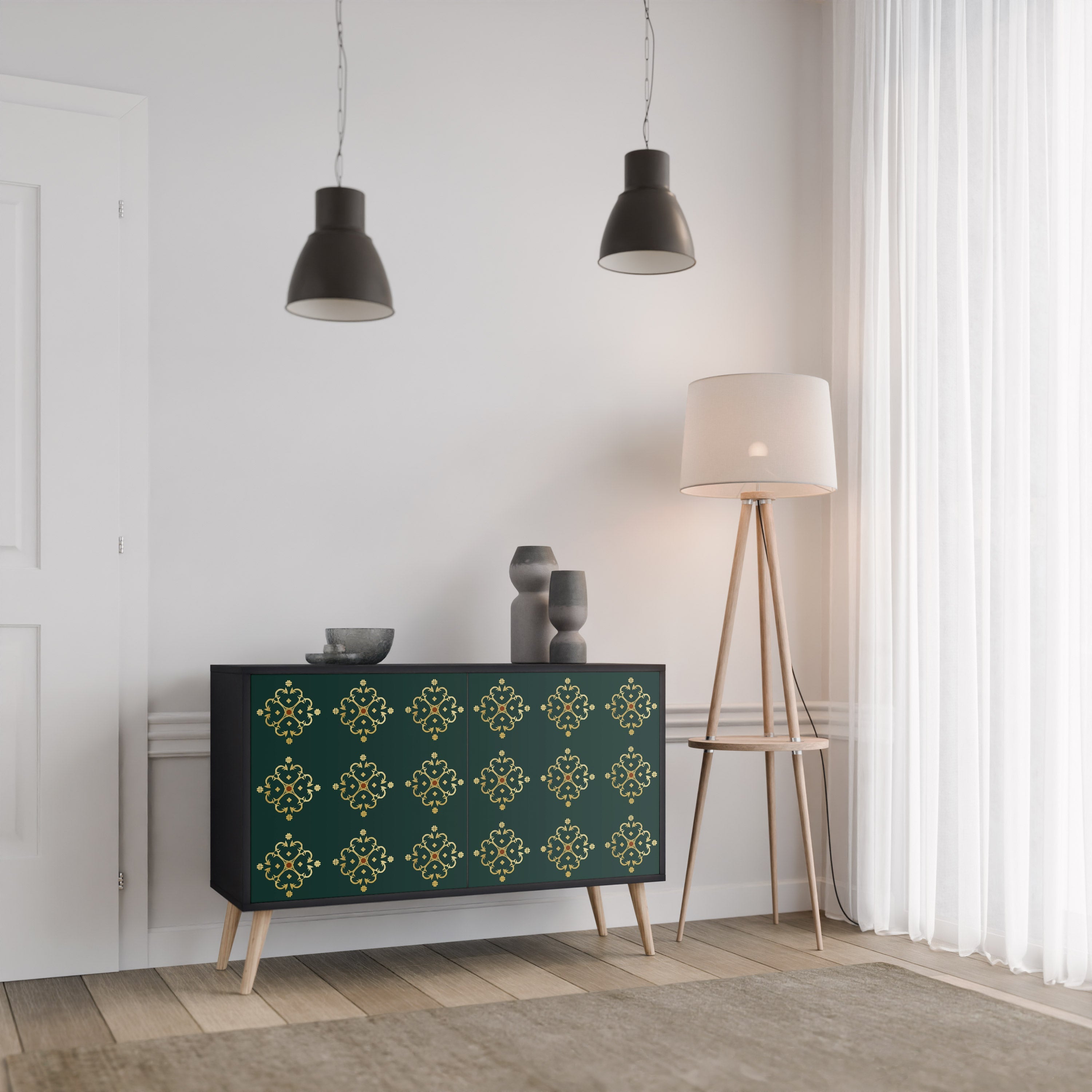 ROYAL MEDALLION 2-Door Sideboard in Black Finish