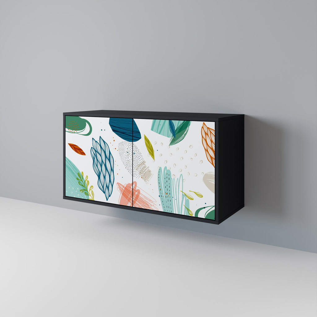 BOTANICAL HURRICANE 2-Door Sideboard in Black Finish