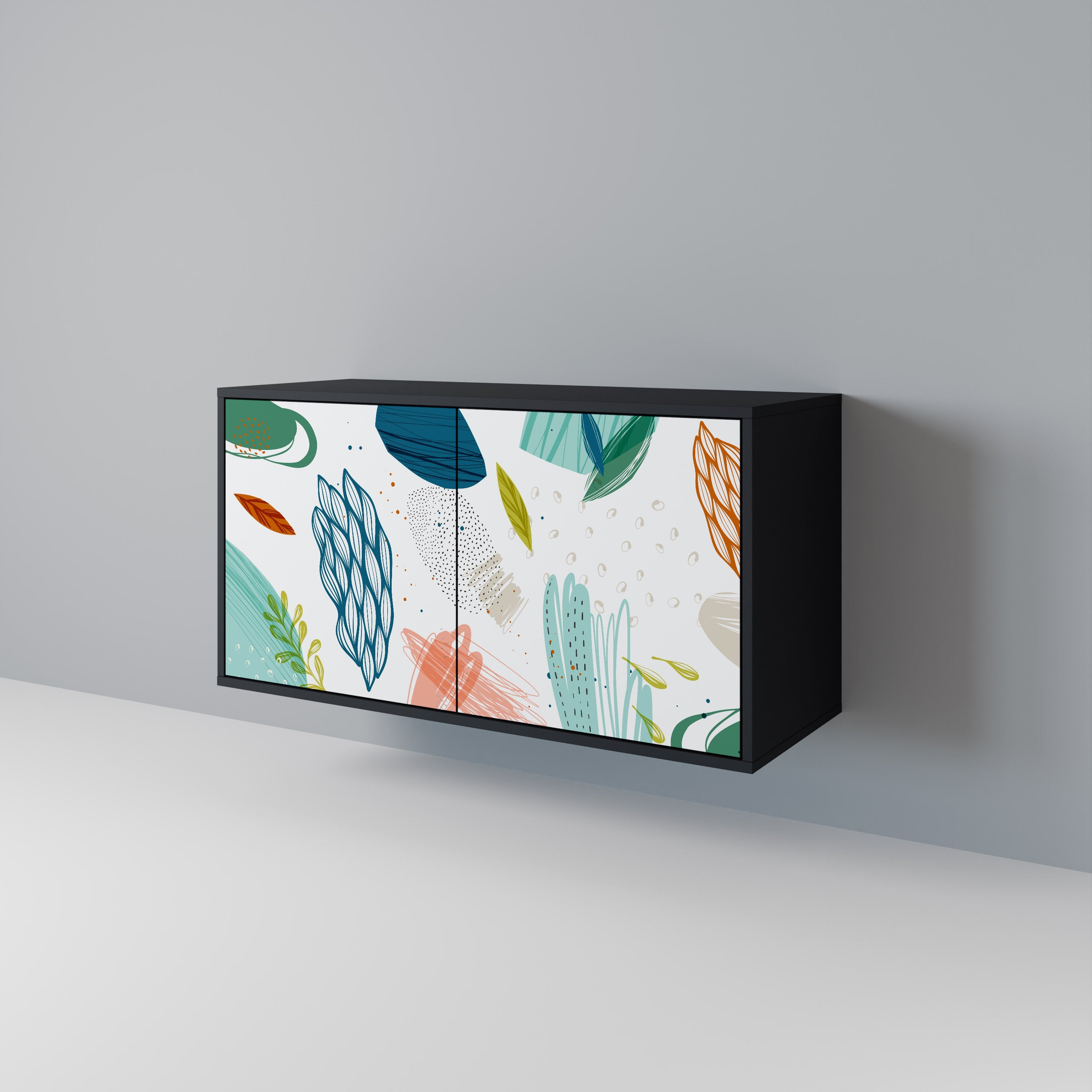 BOTANICAL HURRICANE 2-Door Sideboard in Black Finish
