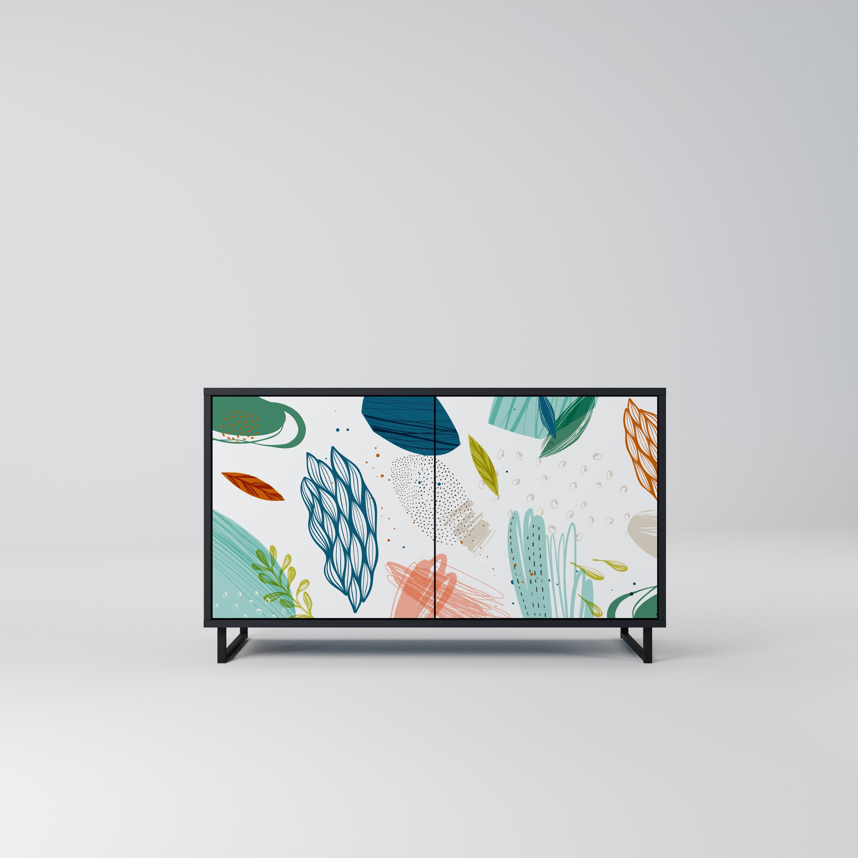 BOTANICAL HURRICANE 2-Door Sideboard in Black Finish