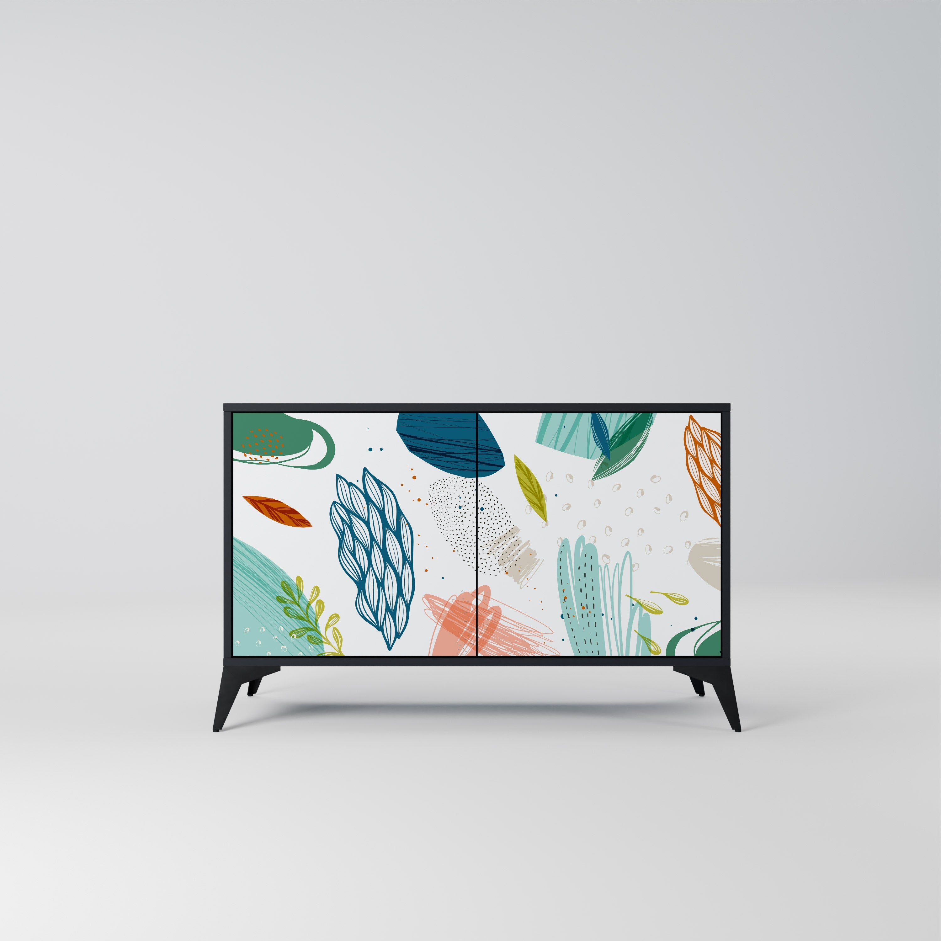 BOTANICAL HURRICANE 2-Door Sideboard in Black Finish