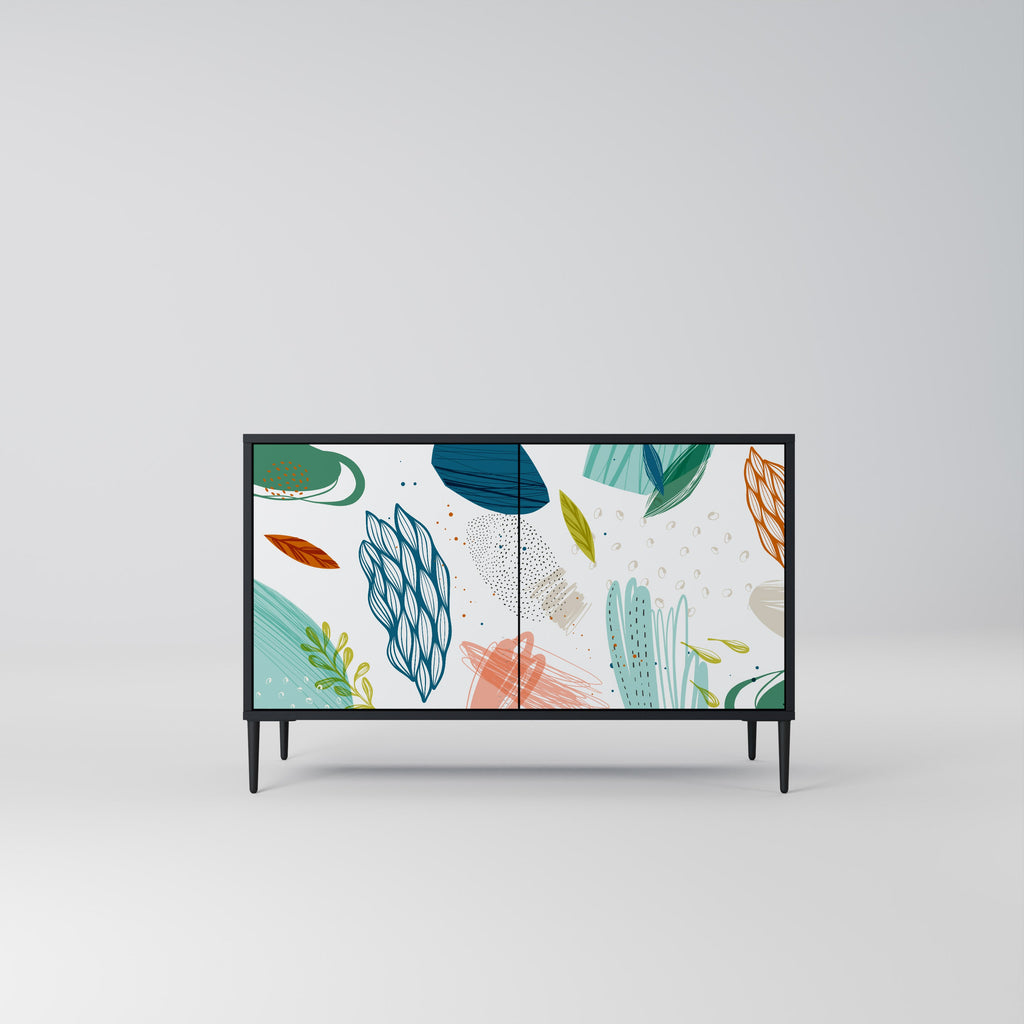 BOTANICAL HURRICANE 2-Door Sideboard in Black Finish