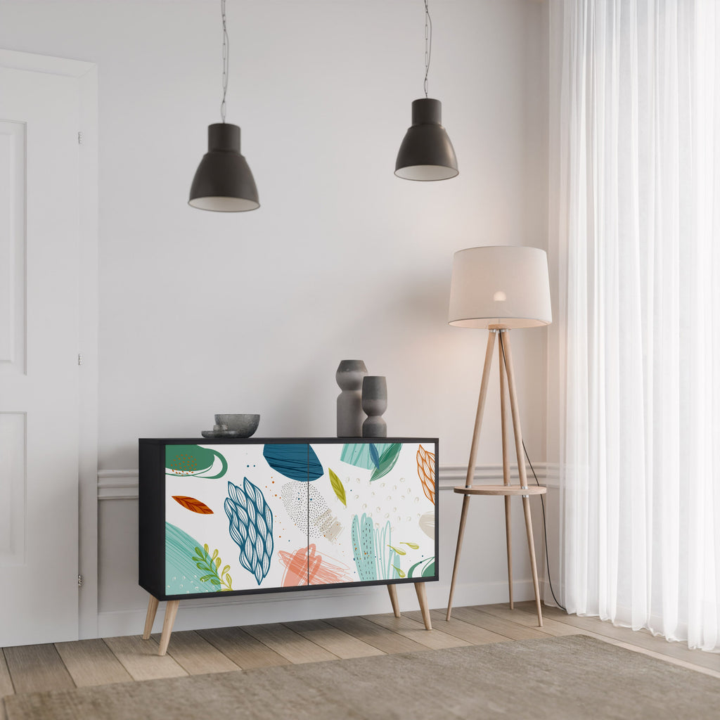 BOTANICAL HURRICANE 2-Door Sideboard in Black Finish