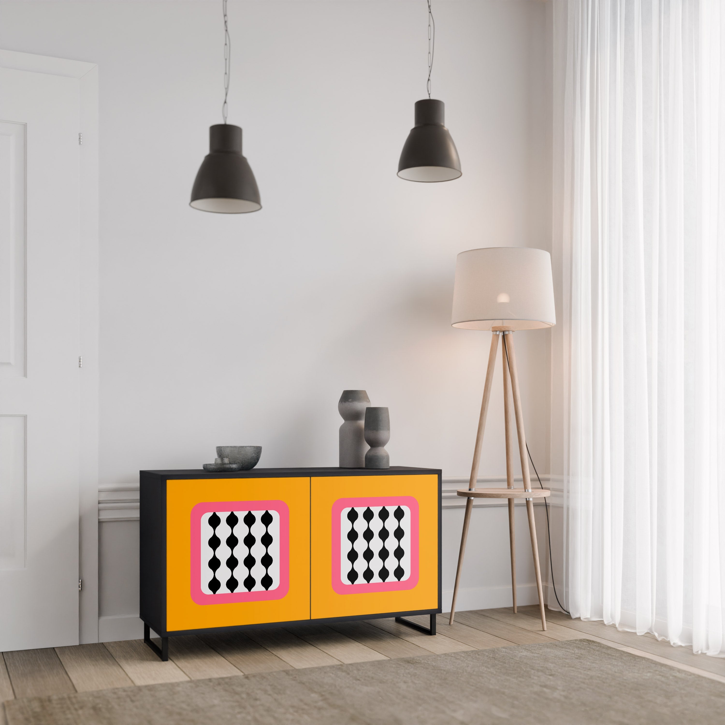 TEARS IN HEAVEN 2-Door Sideboard in Black Finish