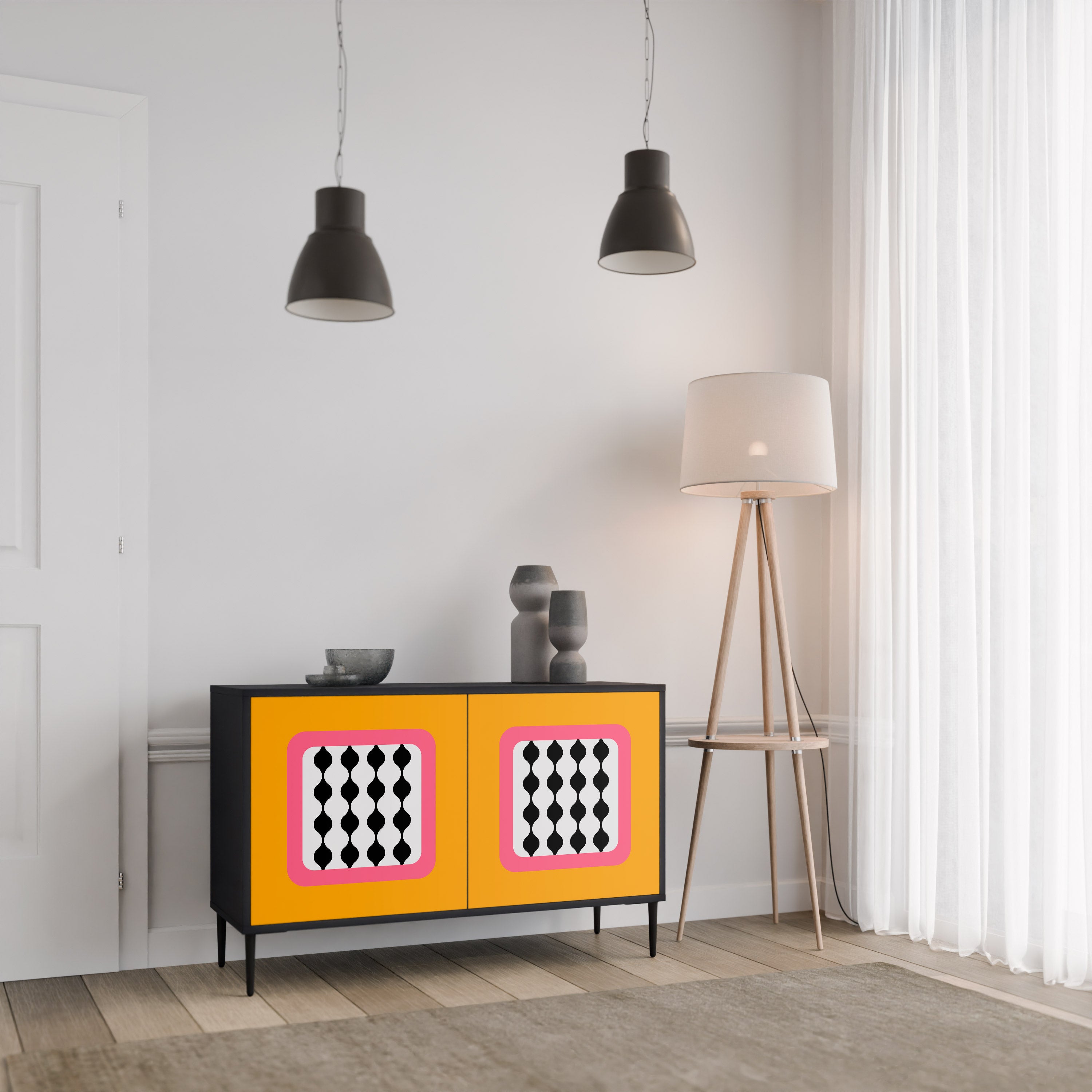 TEARS IN HEAVEN 2-Door Sideboard in Black Finish