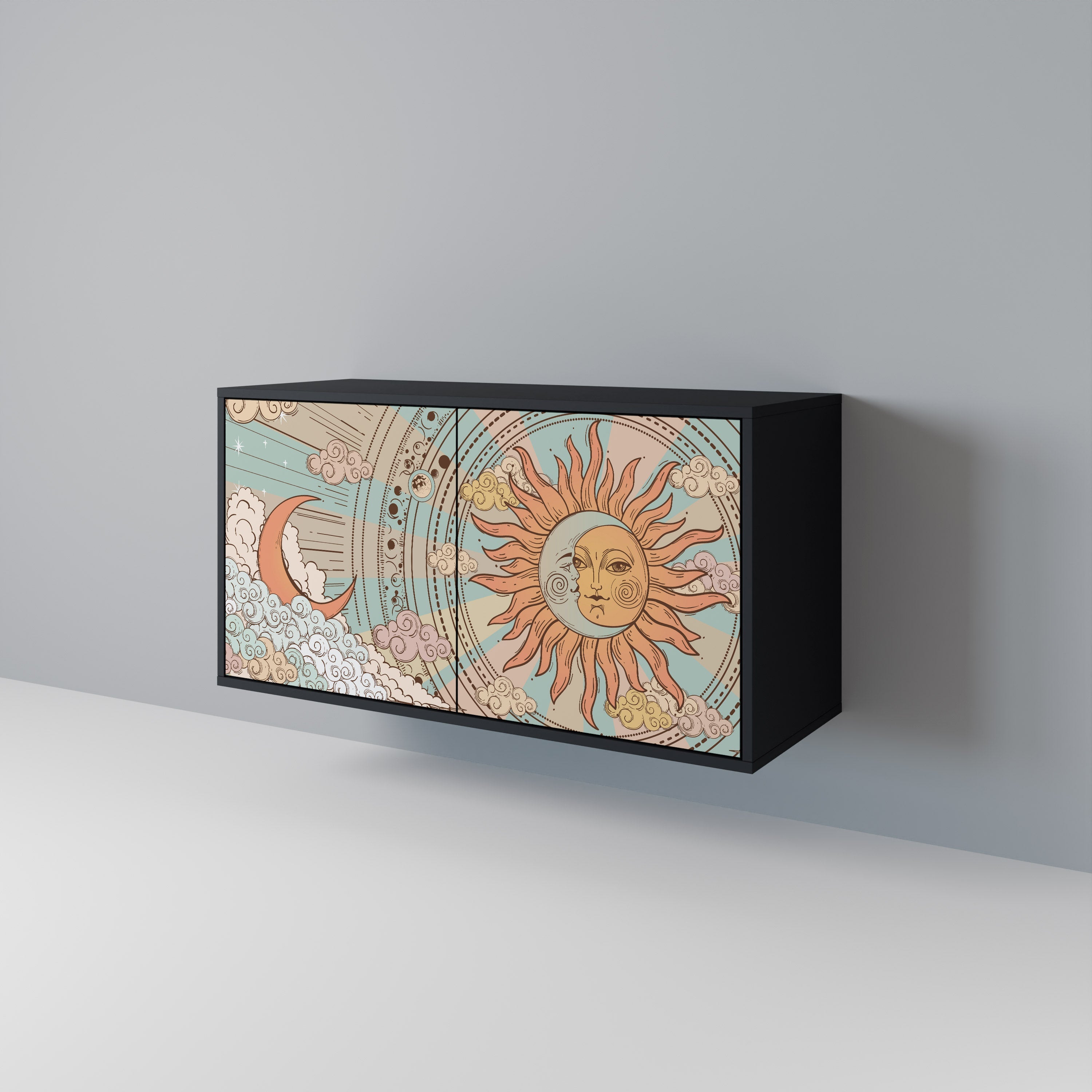 MYSTICAL STRUCTURE 2-Door Sideboard in Black Finish