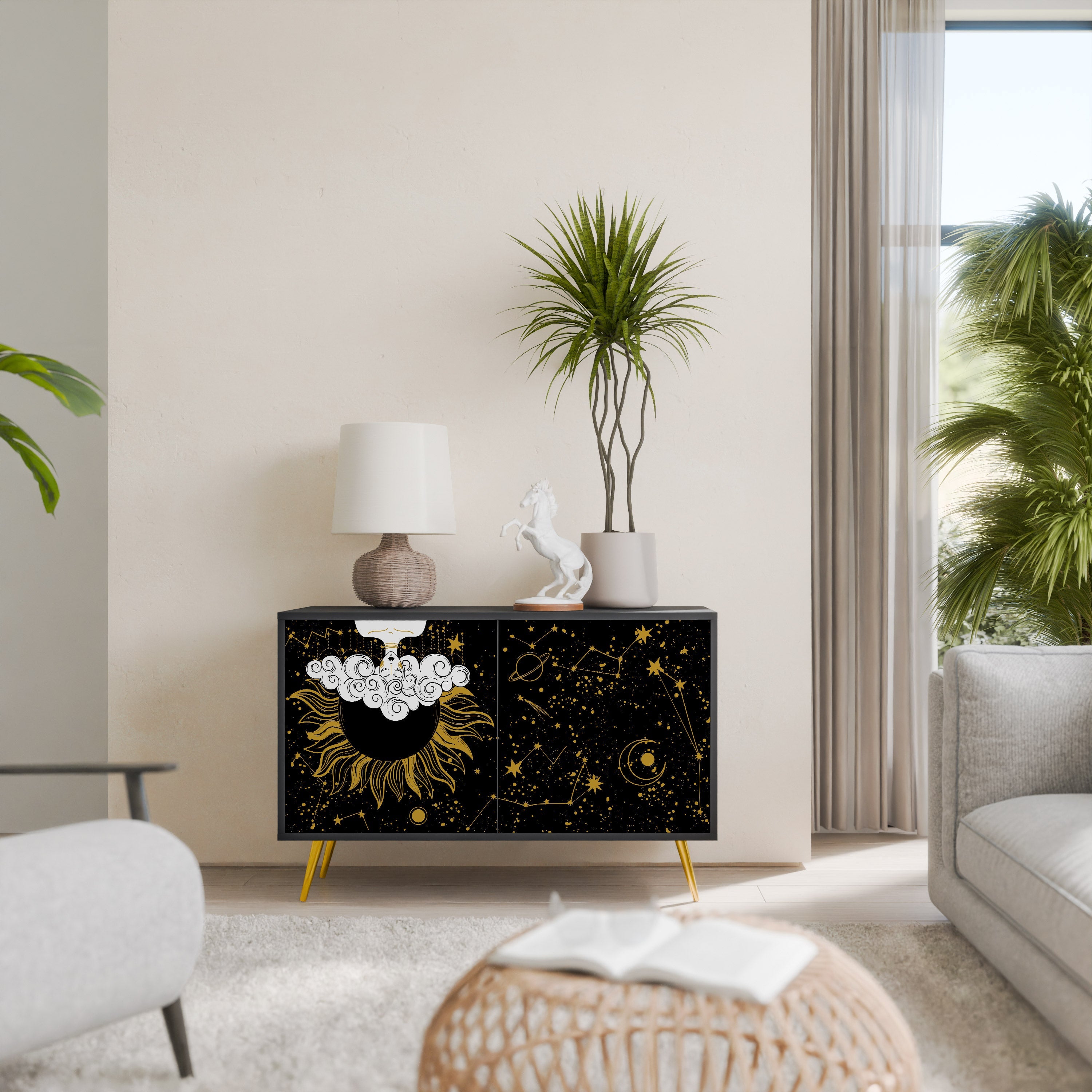 STELLAR CONSTELLATIONS 2-Door Sideboard in Black Finish