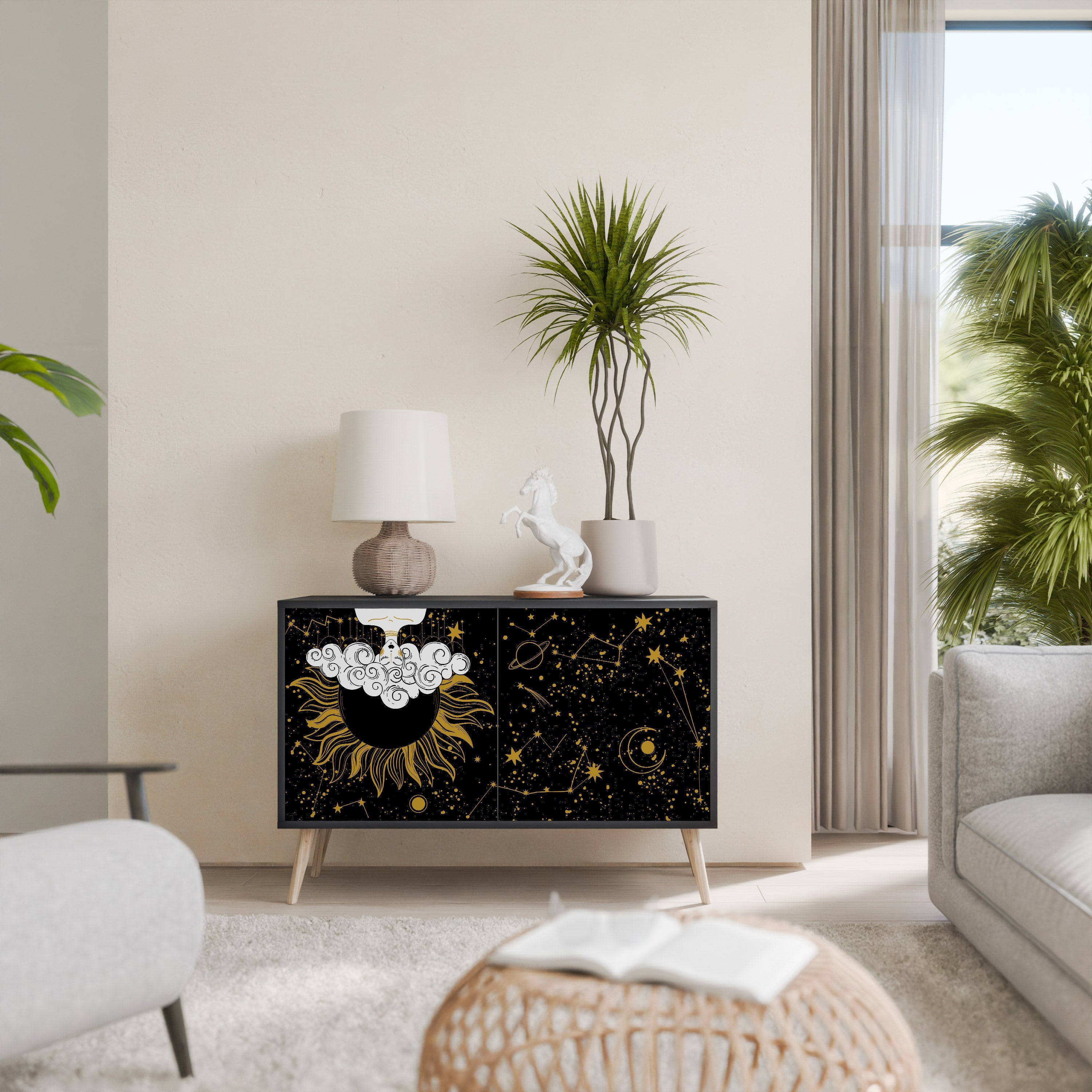 STELLAR CONSTELLATIONS 2-Door Sideboard in Black Finish