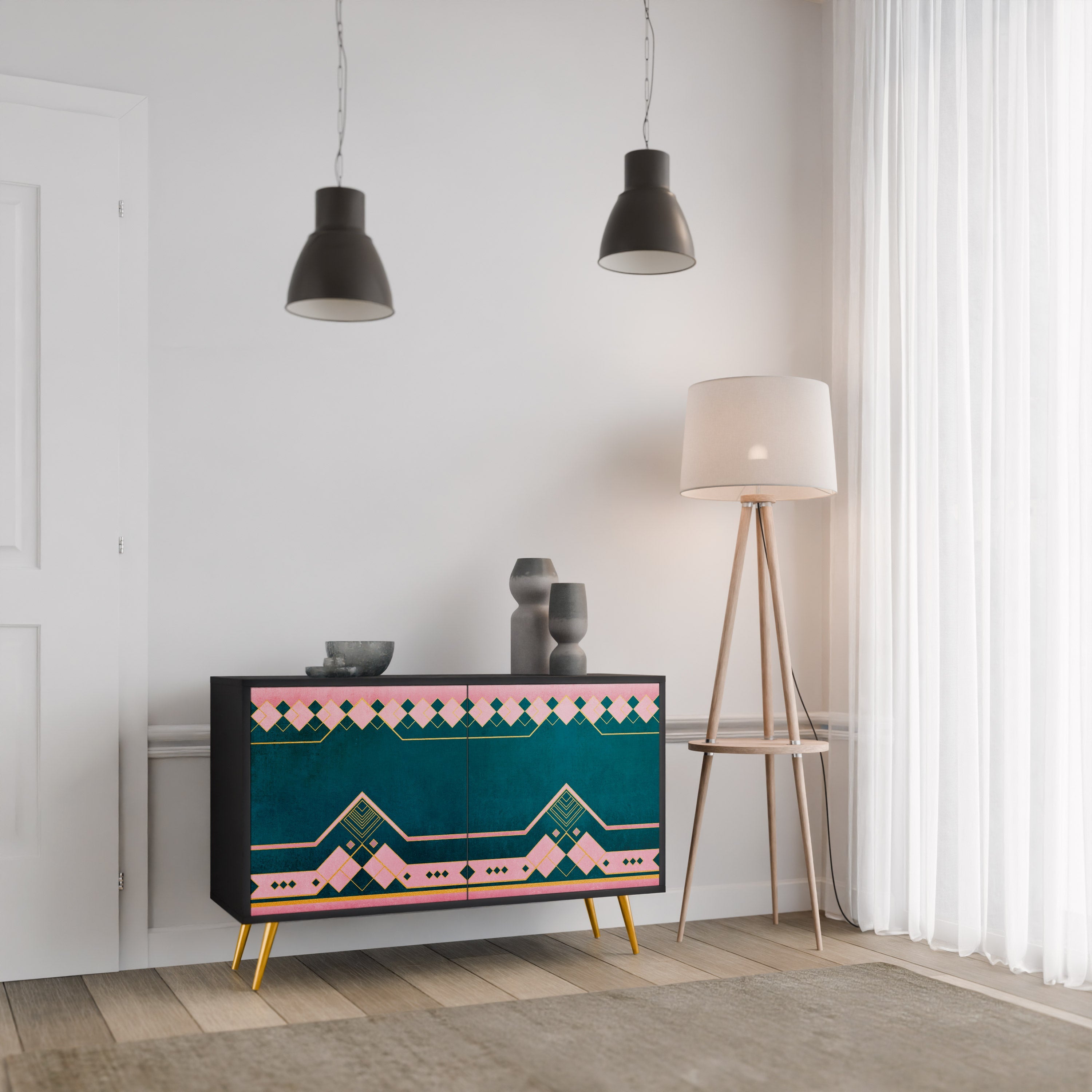 ROYAL COMPOSITION 2-Door Sideboard in Black Finish