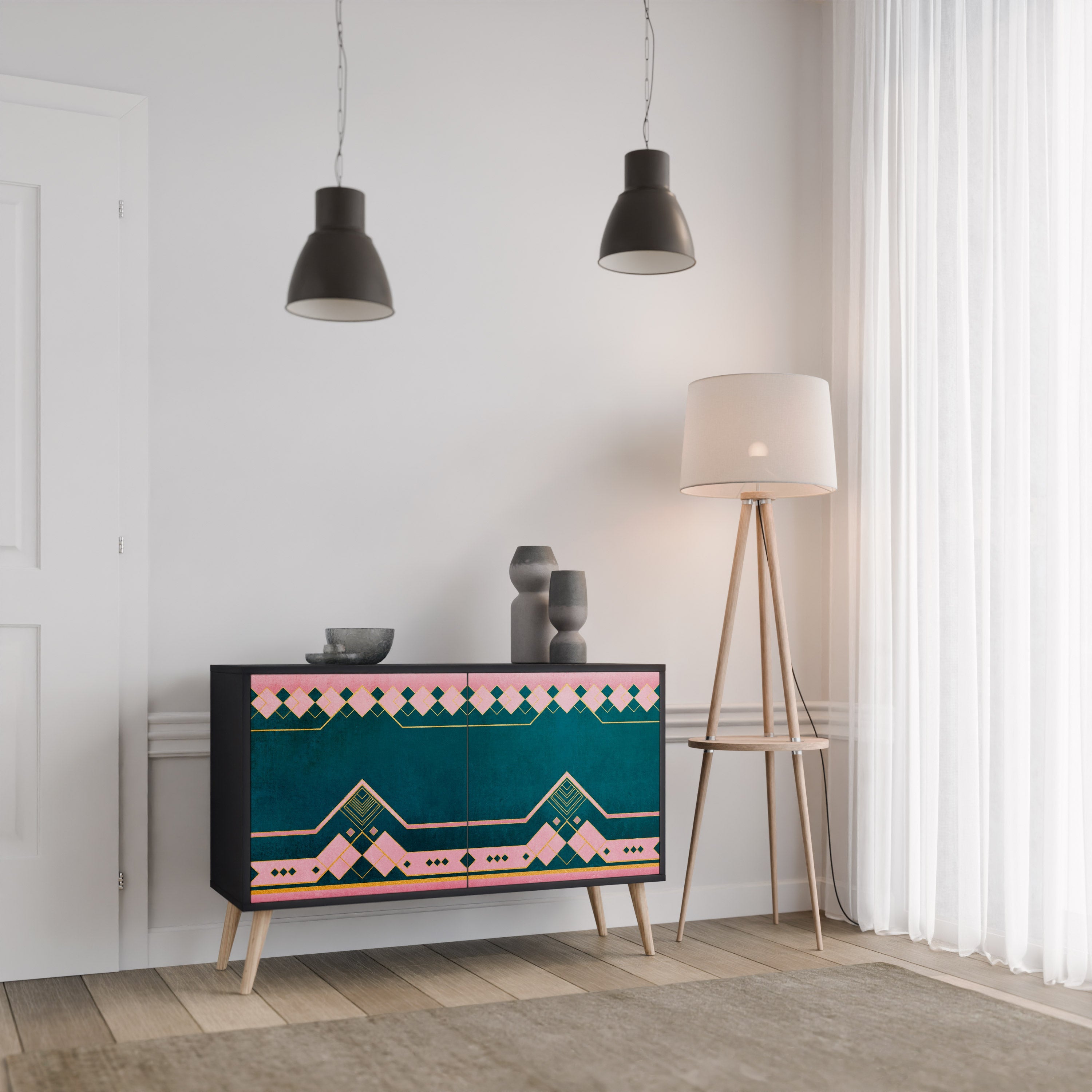 ROYAL COMPOSITION 2-Door Sideboard in Black Finish