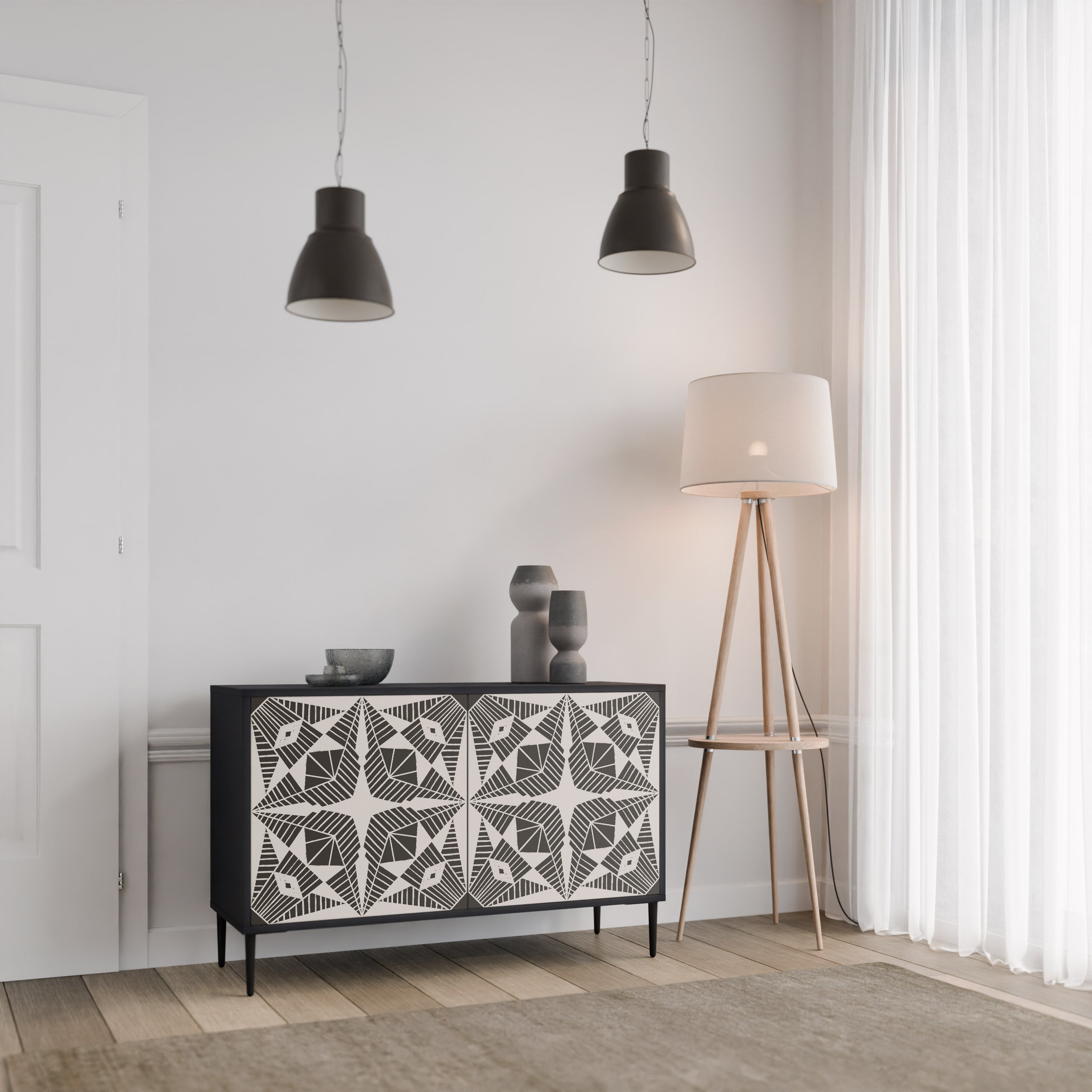 MONOCHROME NEXUS 2-Door Sideboard in Black Finish