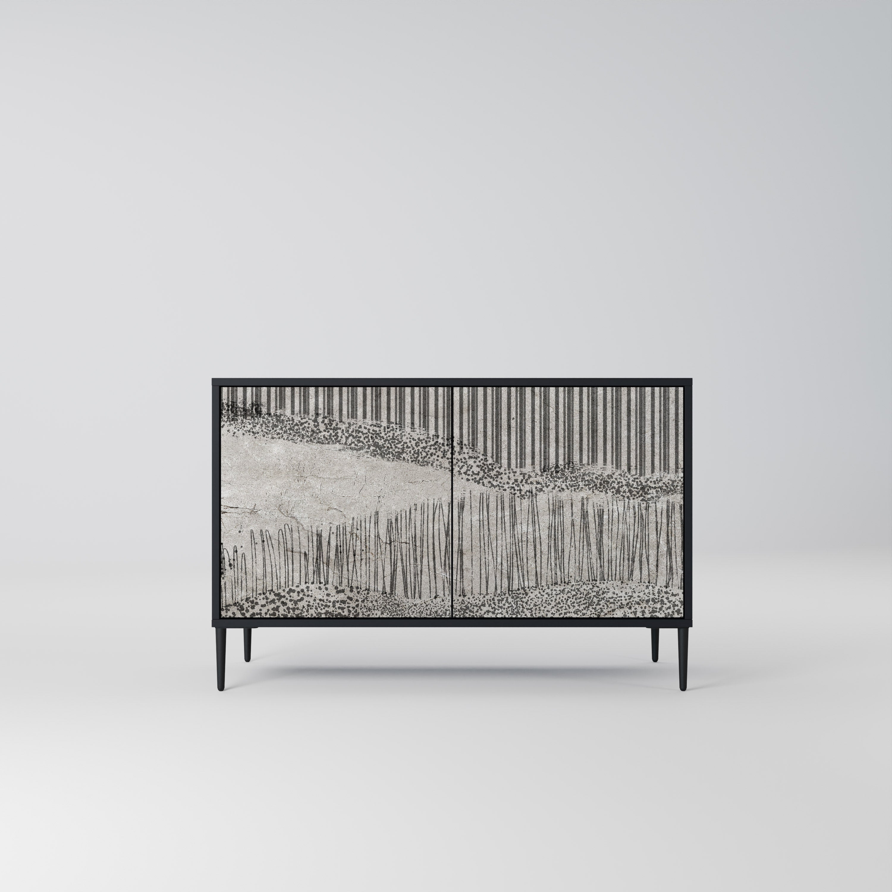GRAIN LINES 2-Door Sideboard in Black Finish