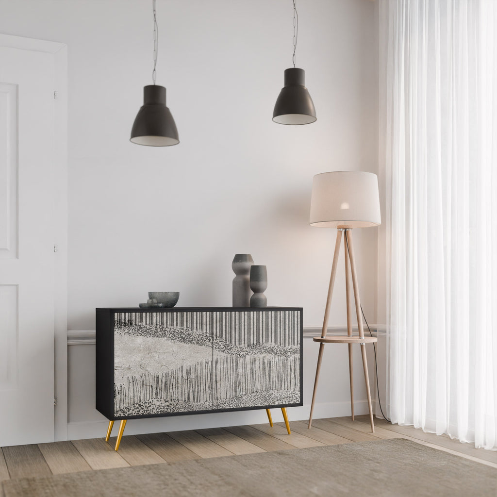 GRAIN LINES 2-Door Sideboard in Black Finish