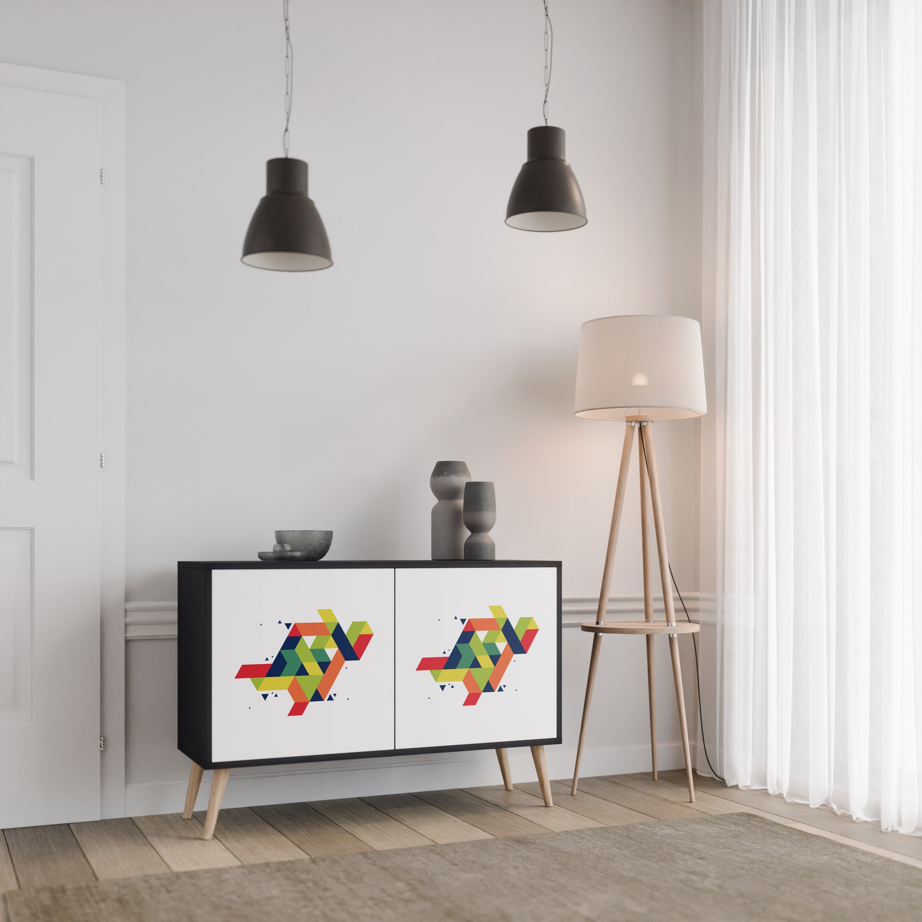 FUTURE SIGN 2-Door Sideboard in Black Finish