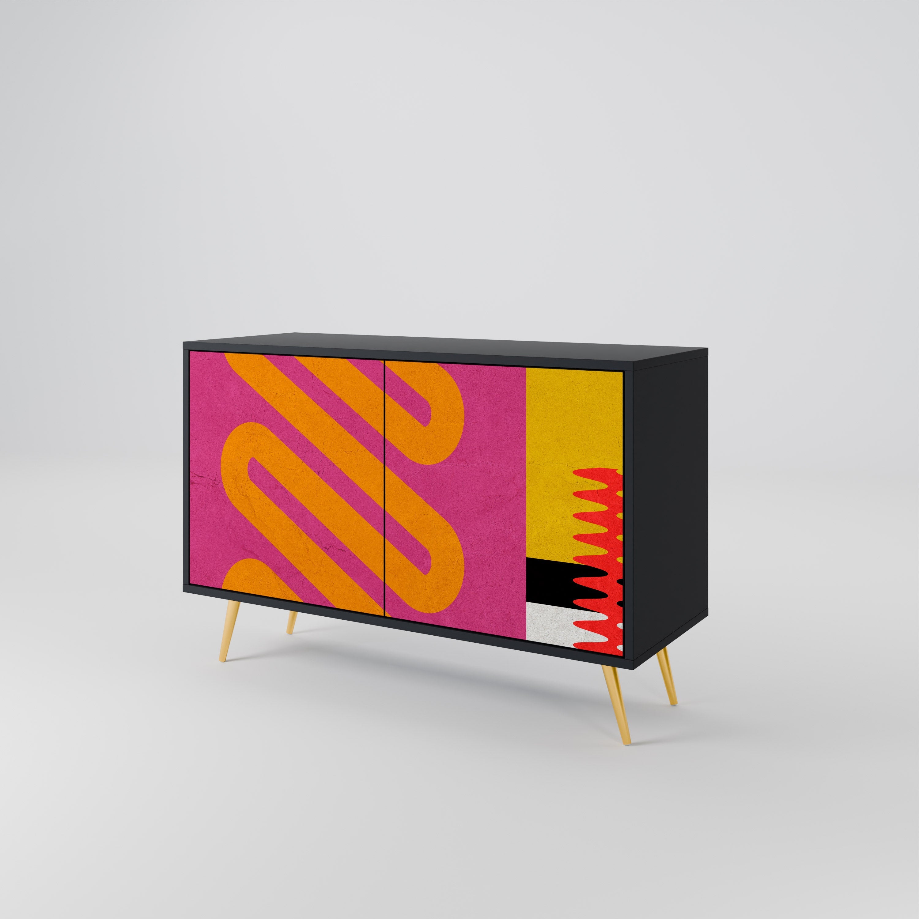 VIVID ART 2-Door Sideboard in Black Finish