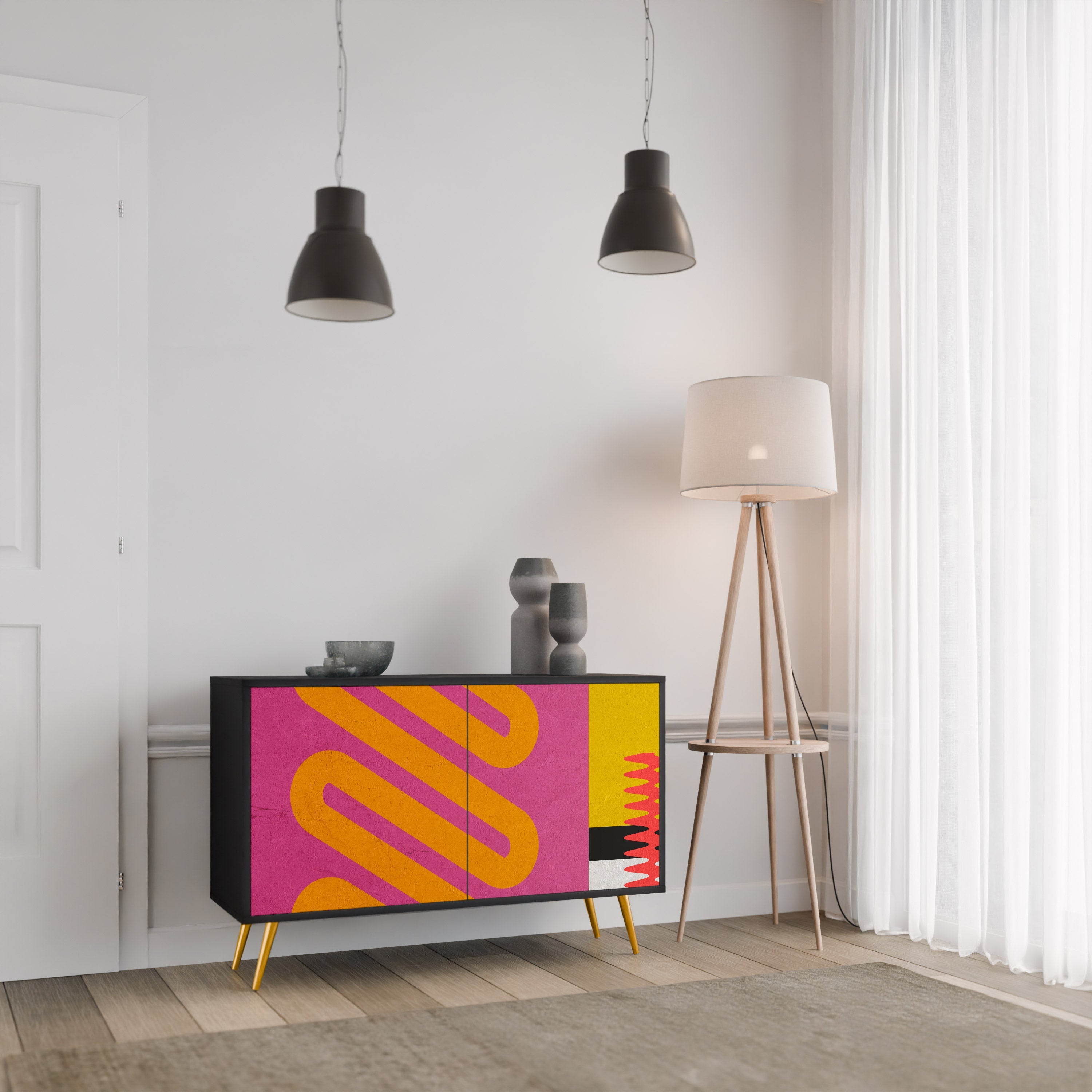 VIVID ART 2-Door Sideboard in Black Finish