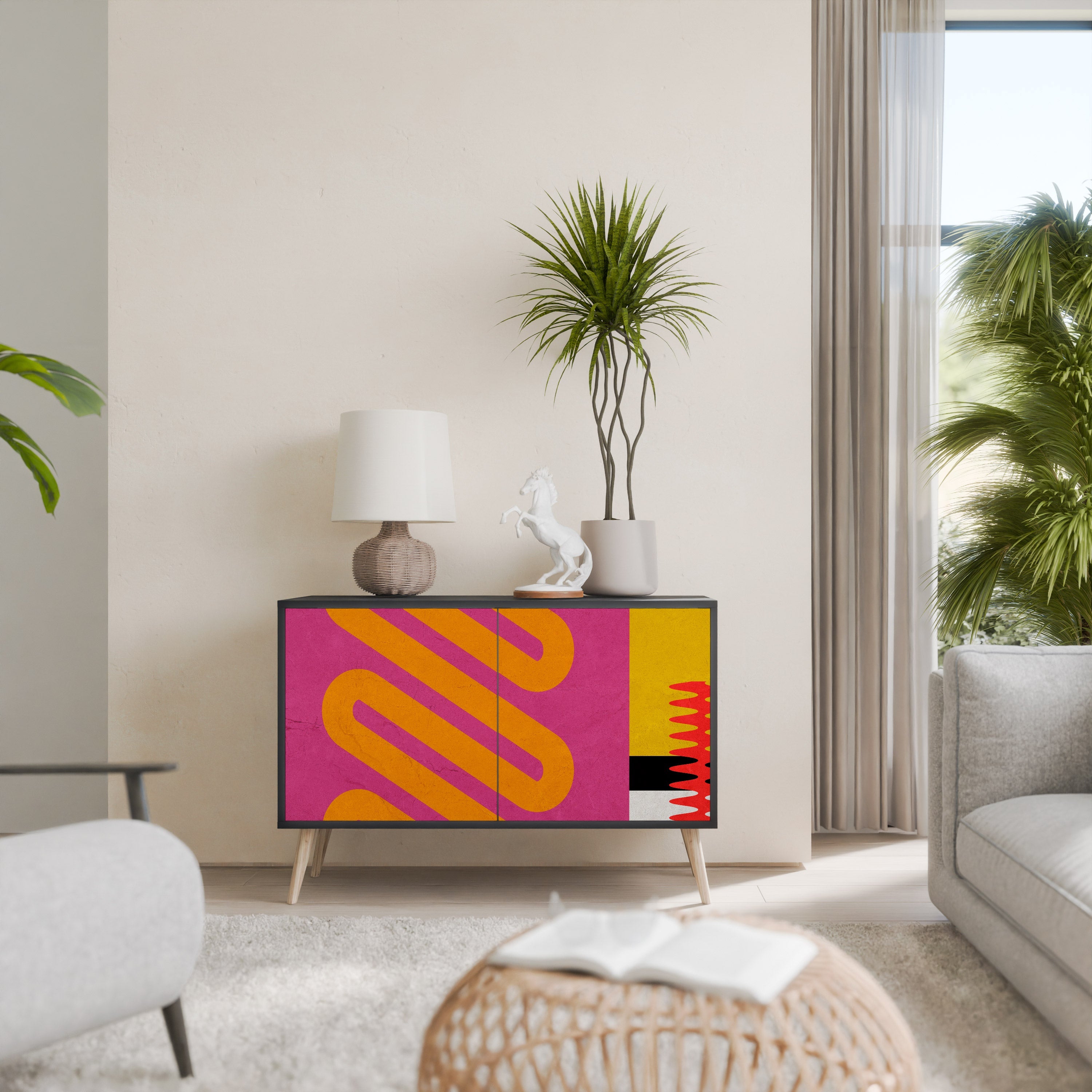 VIVID ART 2-Door Sideboard in Black Finish