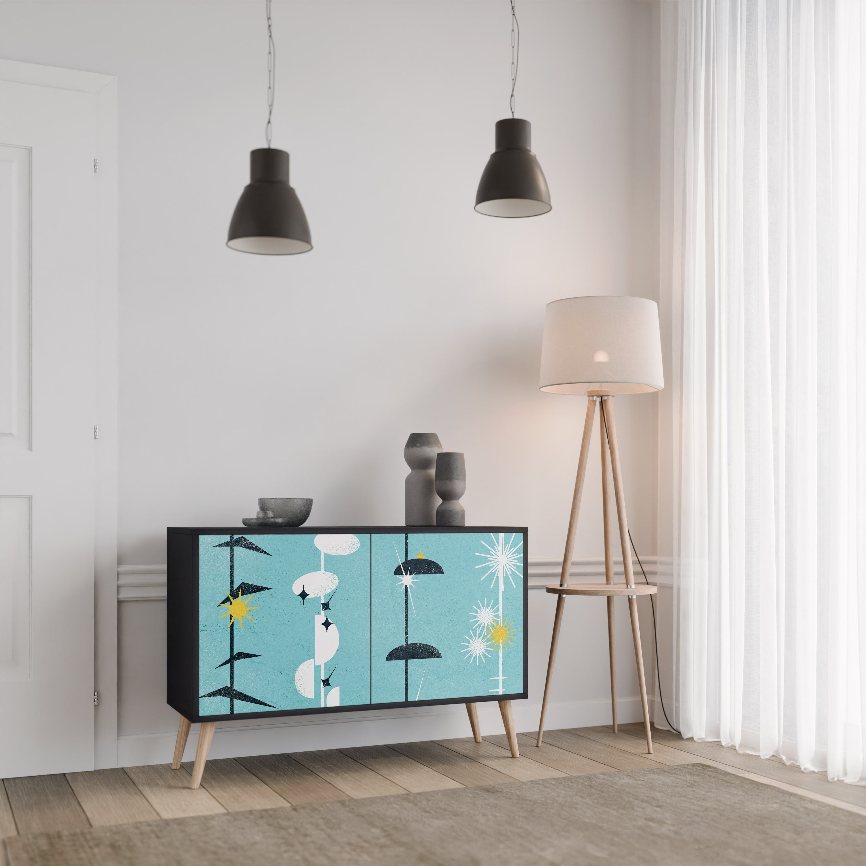 PATHS TO HAPPINESS 2-Door Sideboard in Black Finish