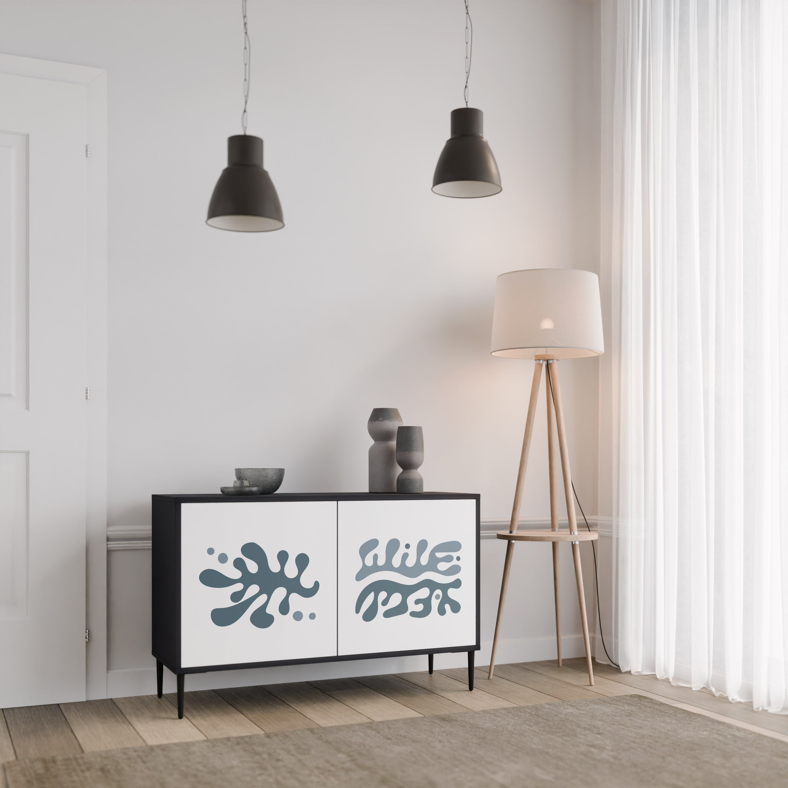 WONDERLAND VEGETATION 2-Door Sideboard in Black Finish