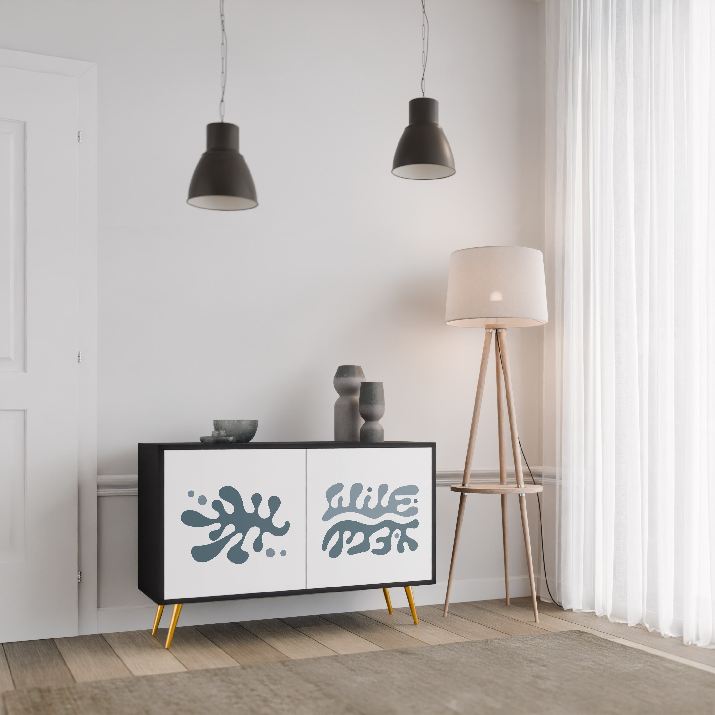 WONDERLAND VEGETATION 2-Door Sideboard in Black Finish