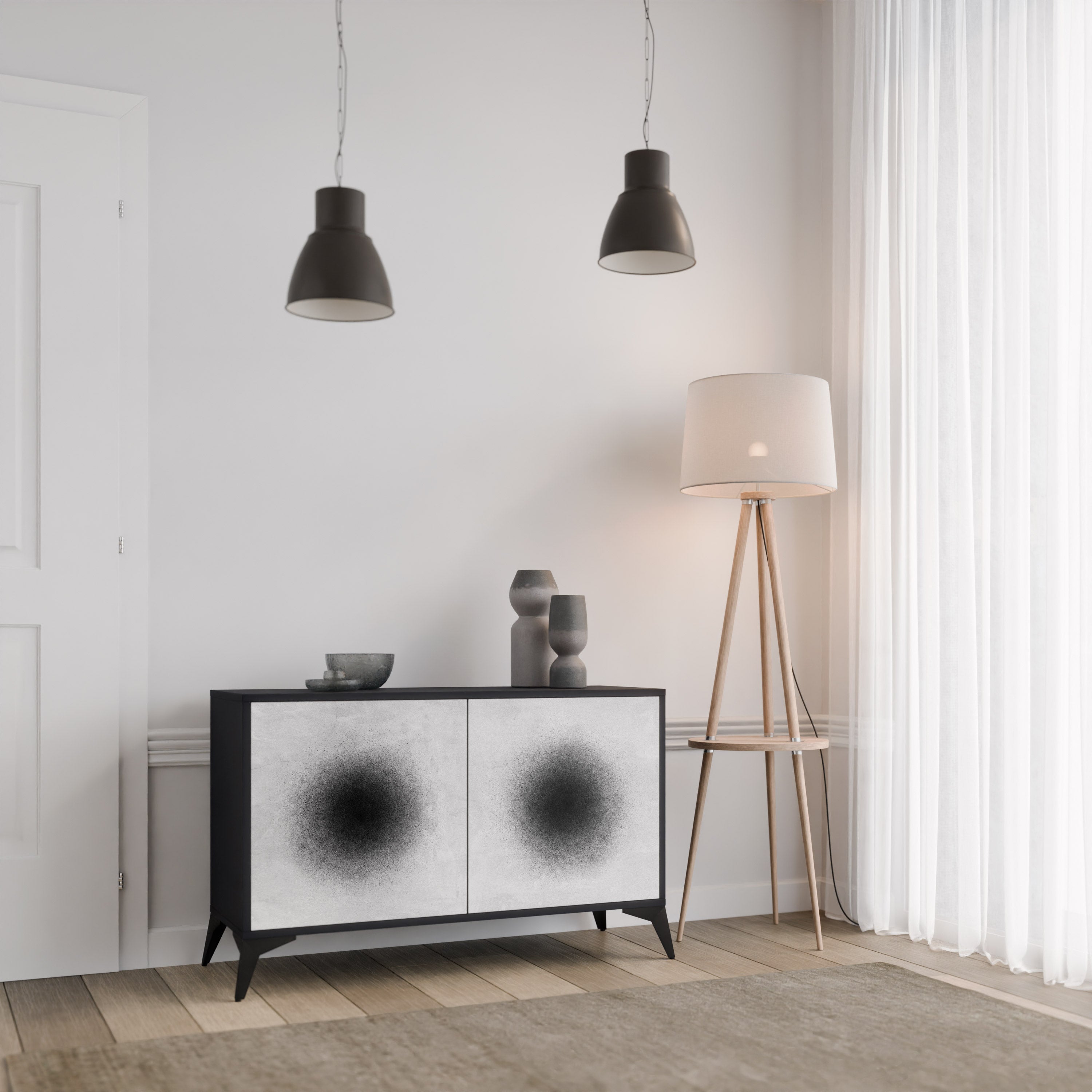 BLACK HOLE 2-Door Sideboard in Black Finish