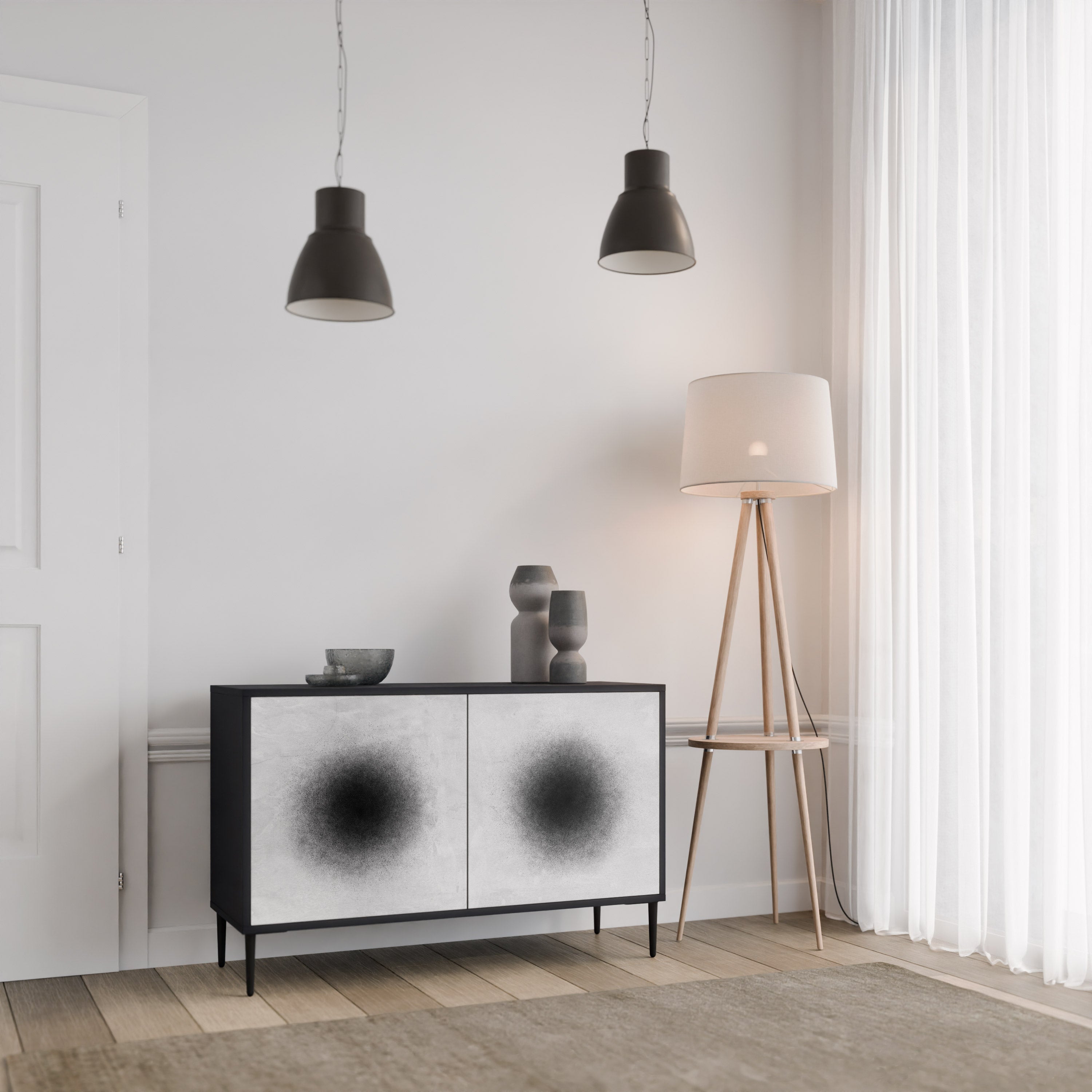 BLACK HOLE 2-Door Sideboard in Black Finish