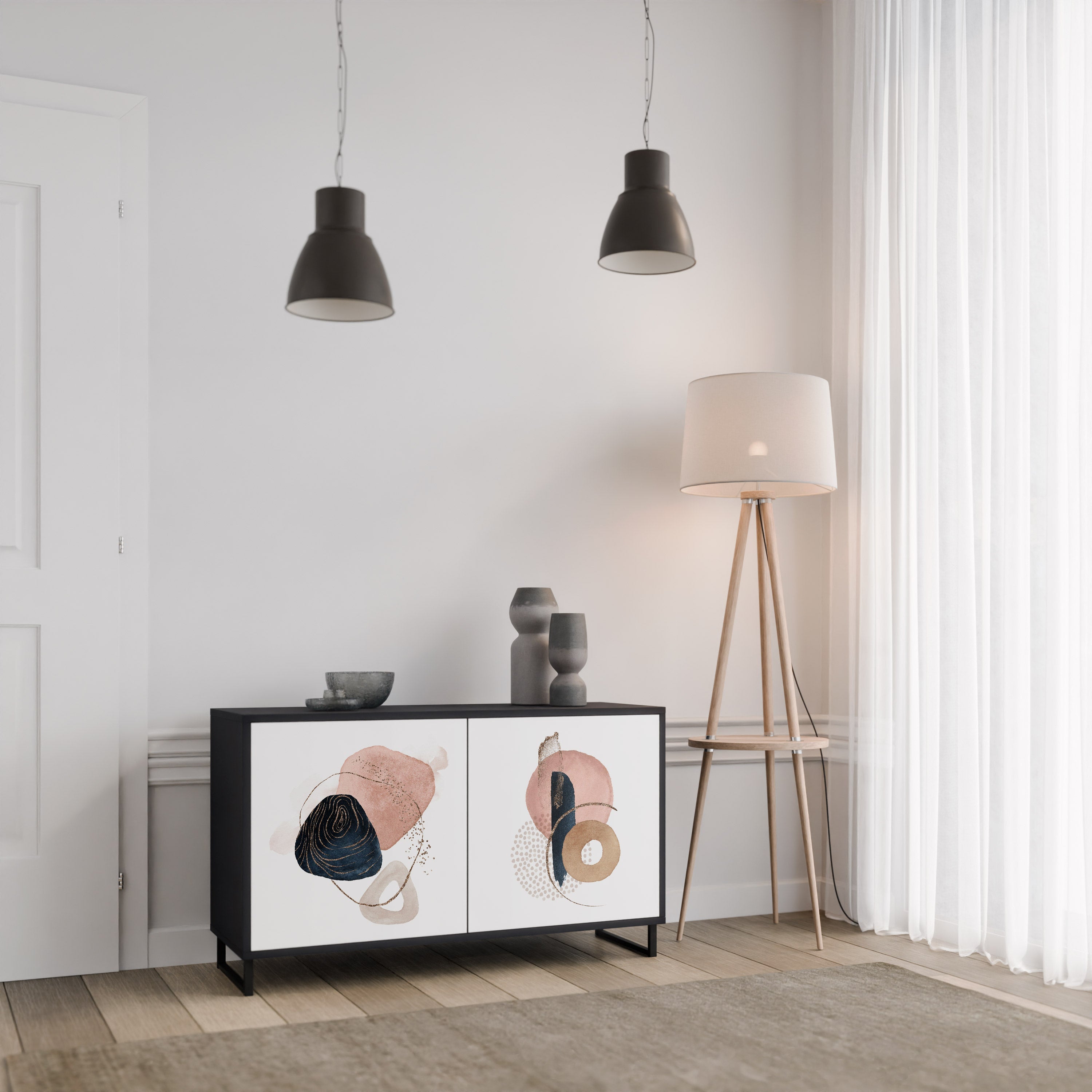 COLORFUL SHAPES 2-Door Sideboard in Black Finish