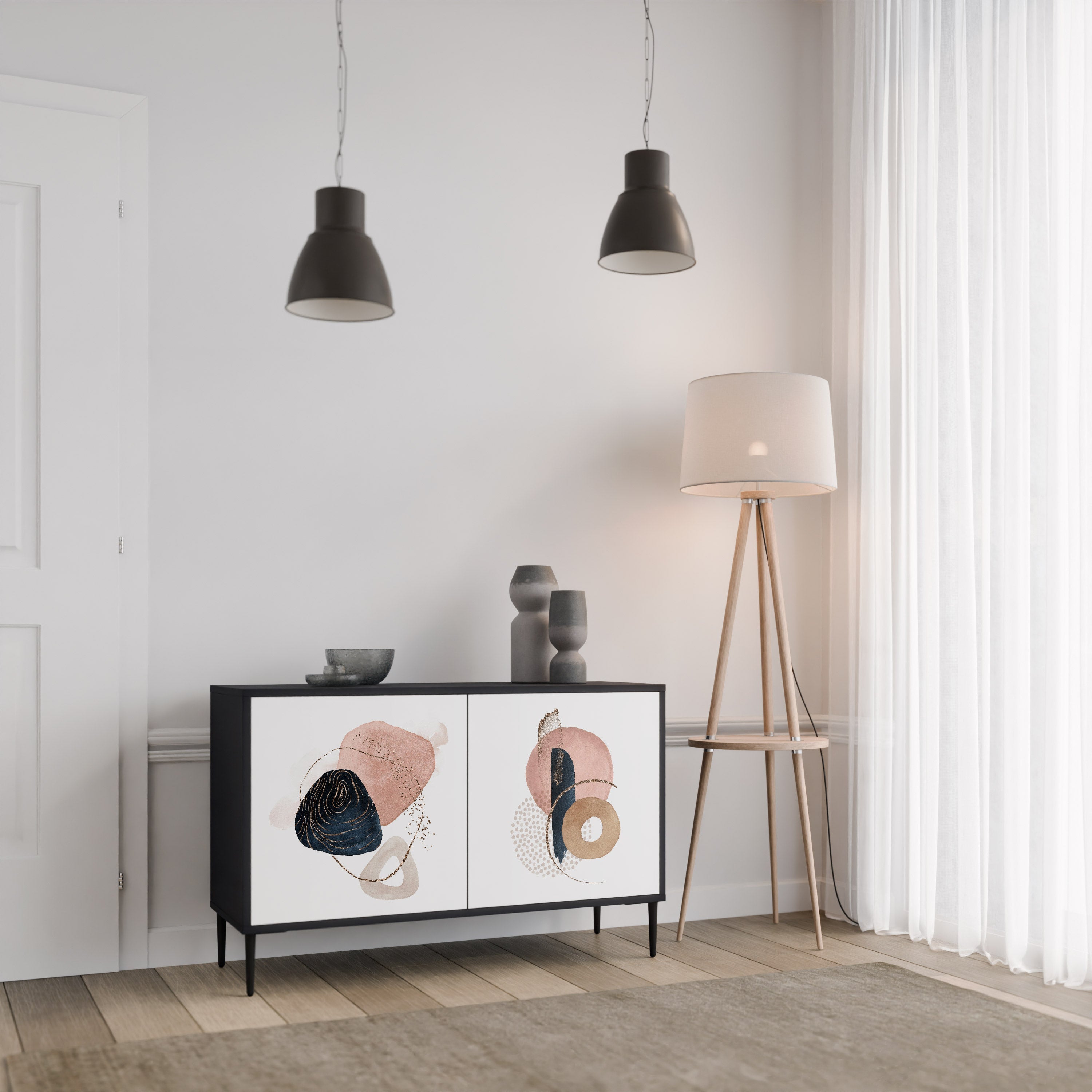 COLORFUL SHAPES 2-Door Sideboard in Black Finish