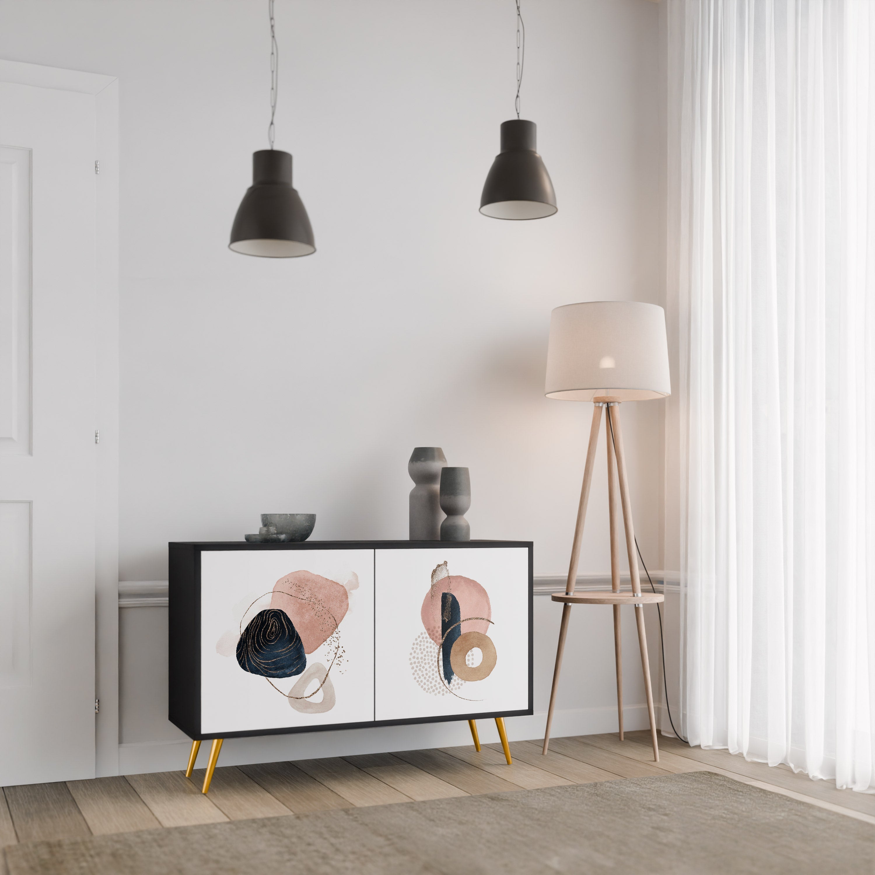 COLORFUL SHAPES 2-Door Sideboard in Black Finish