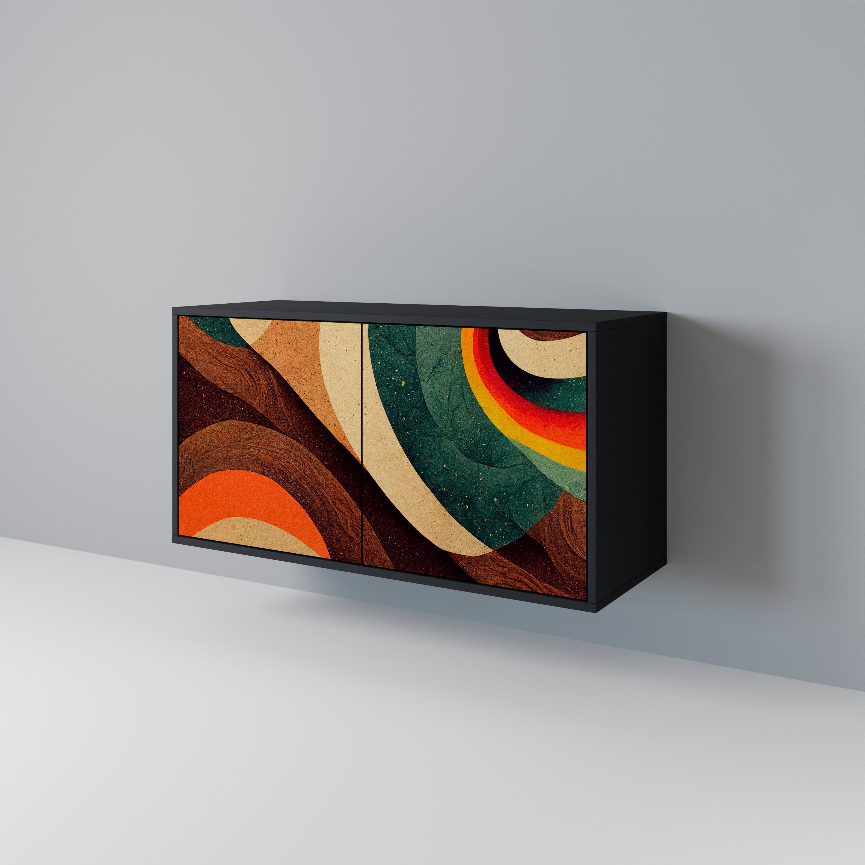 COLORFUL STRANDS 2-Door Sideboard in Black Finish