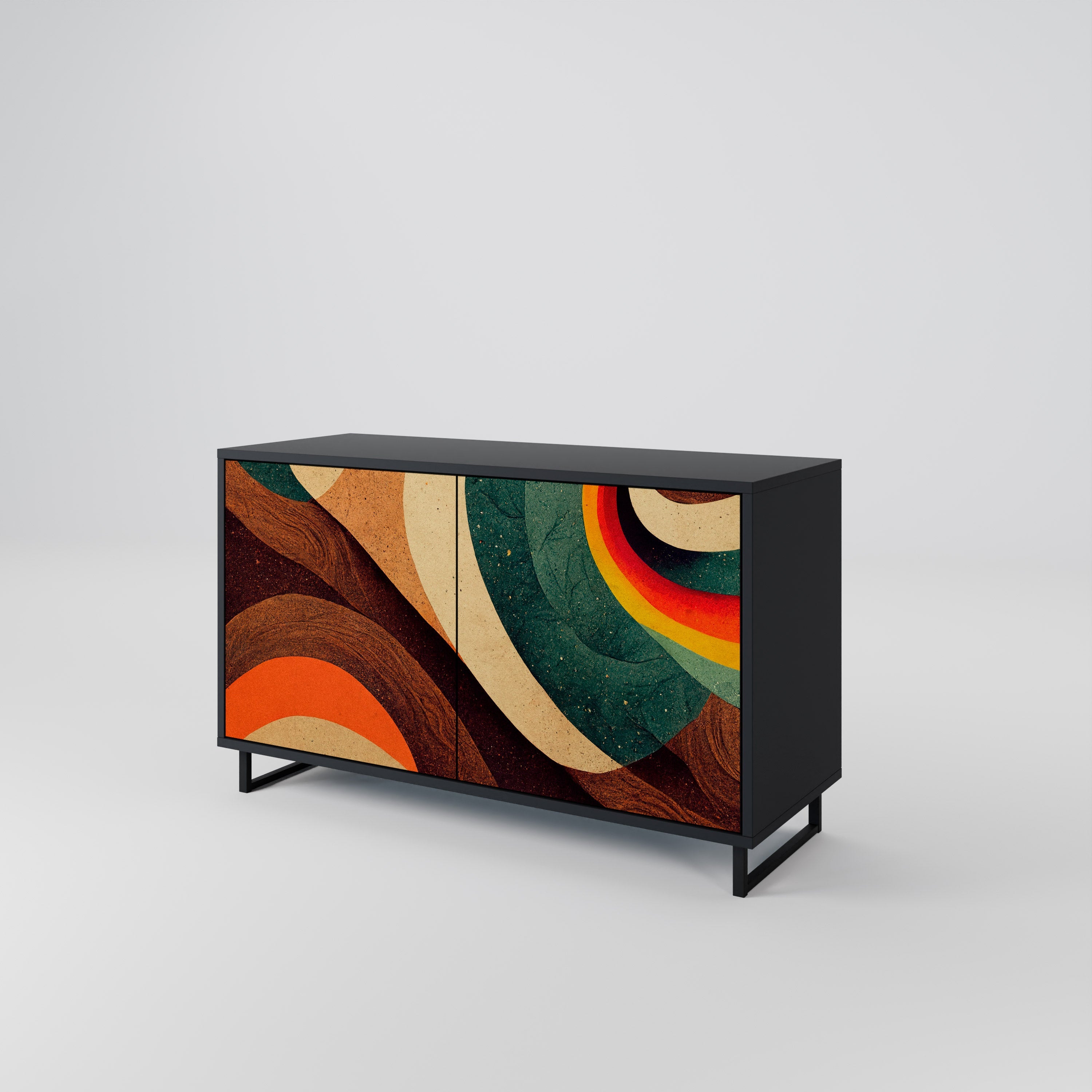 COLORFUL STRANDS 2-Door Sideboard in Black Finish
