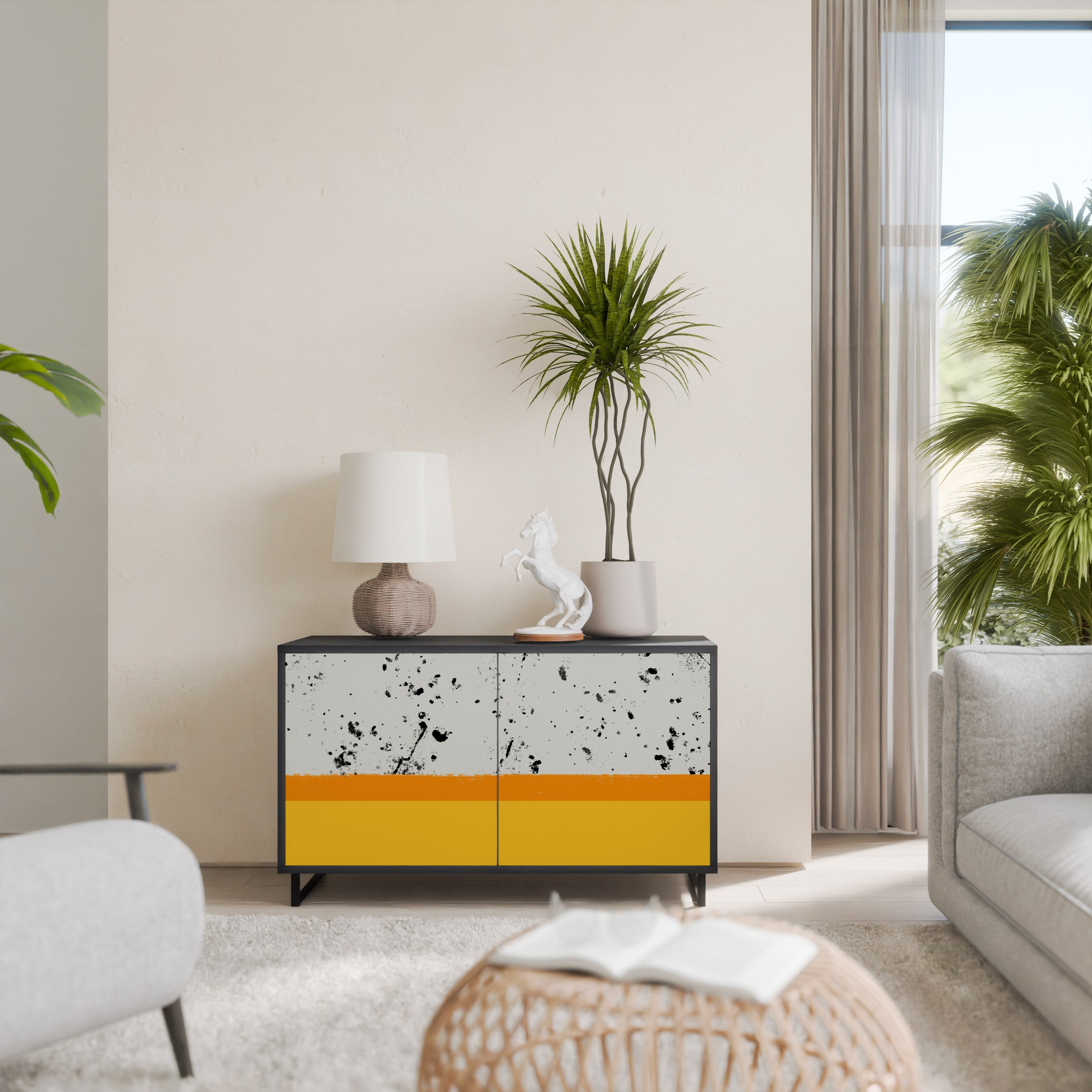 DYED BY ORANGE 2-Door Sideboard in Black Finish