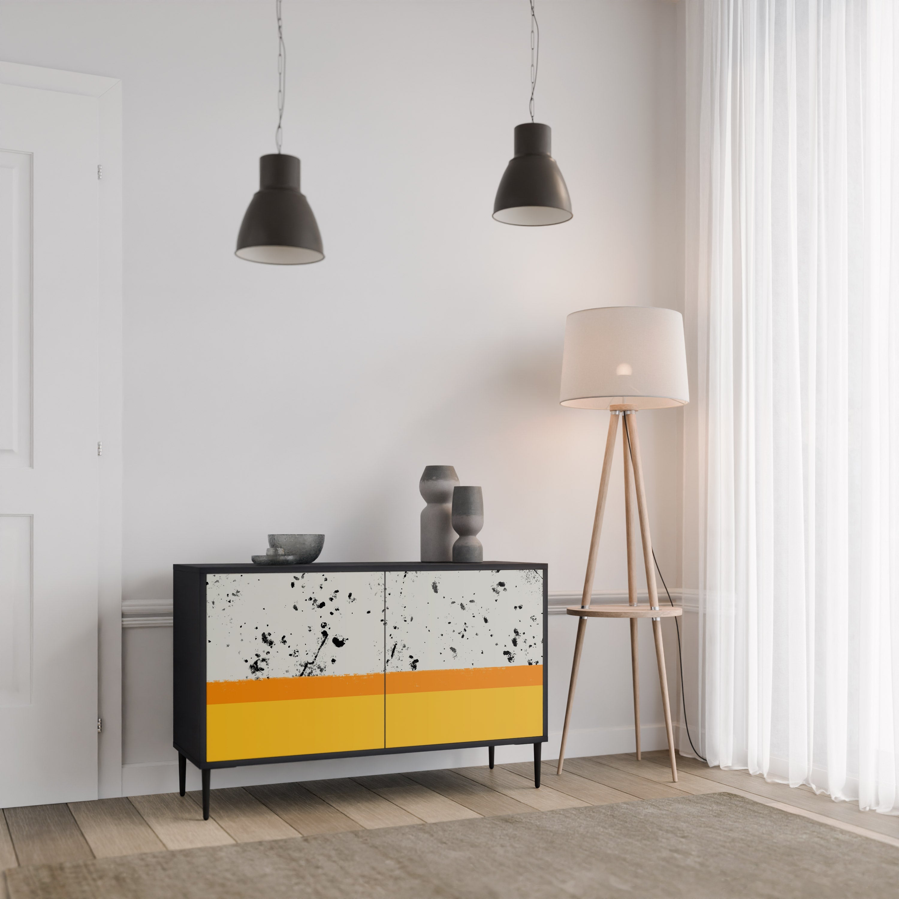 DYED BY ORANGE 2-Door Sideboard in Black Finish