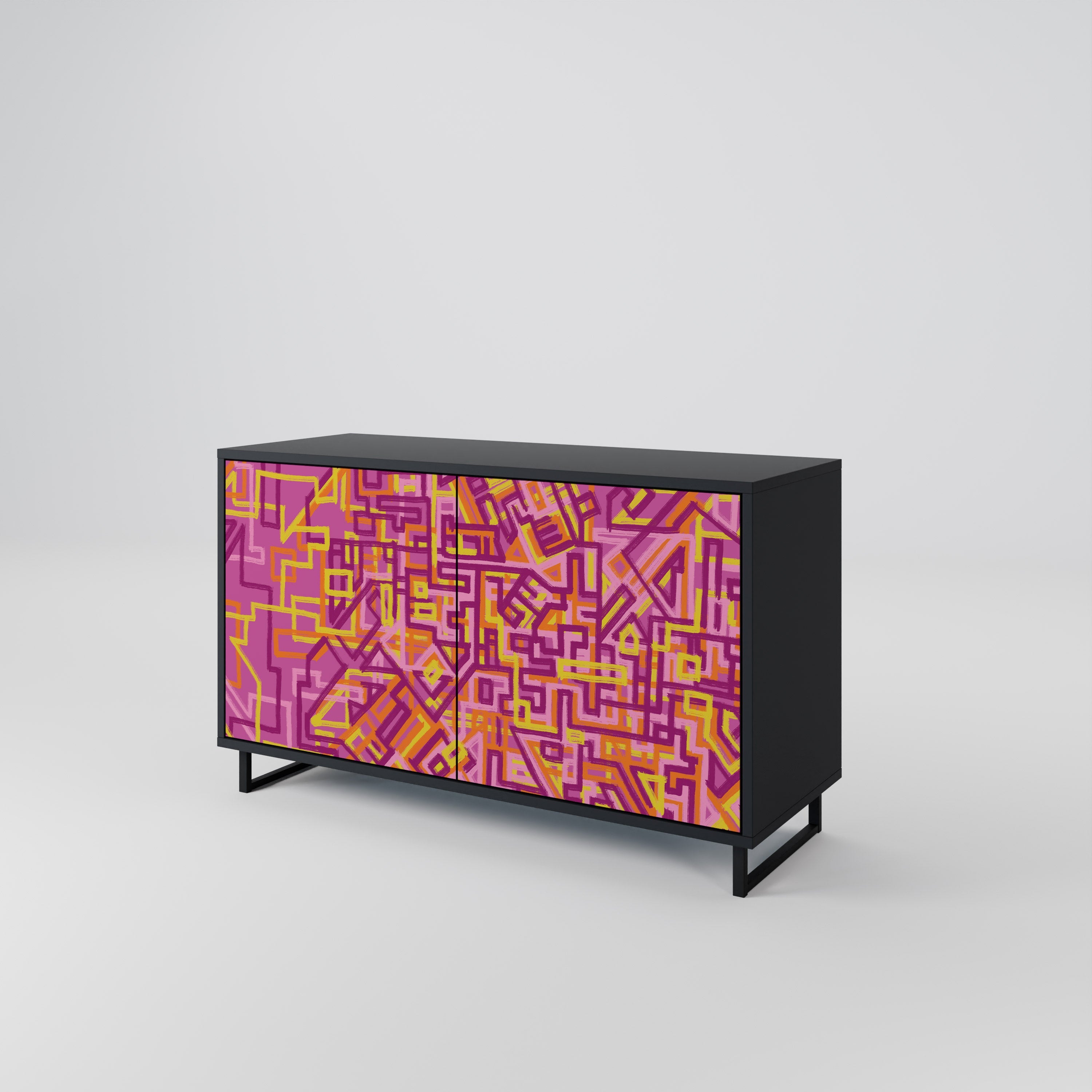LOVELY MEMORIES 2-Door Sideboard in Black Finish
