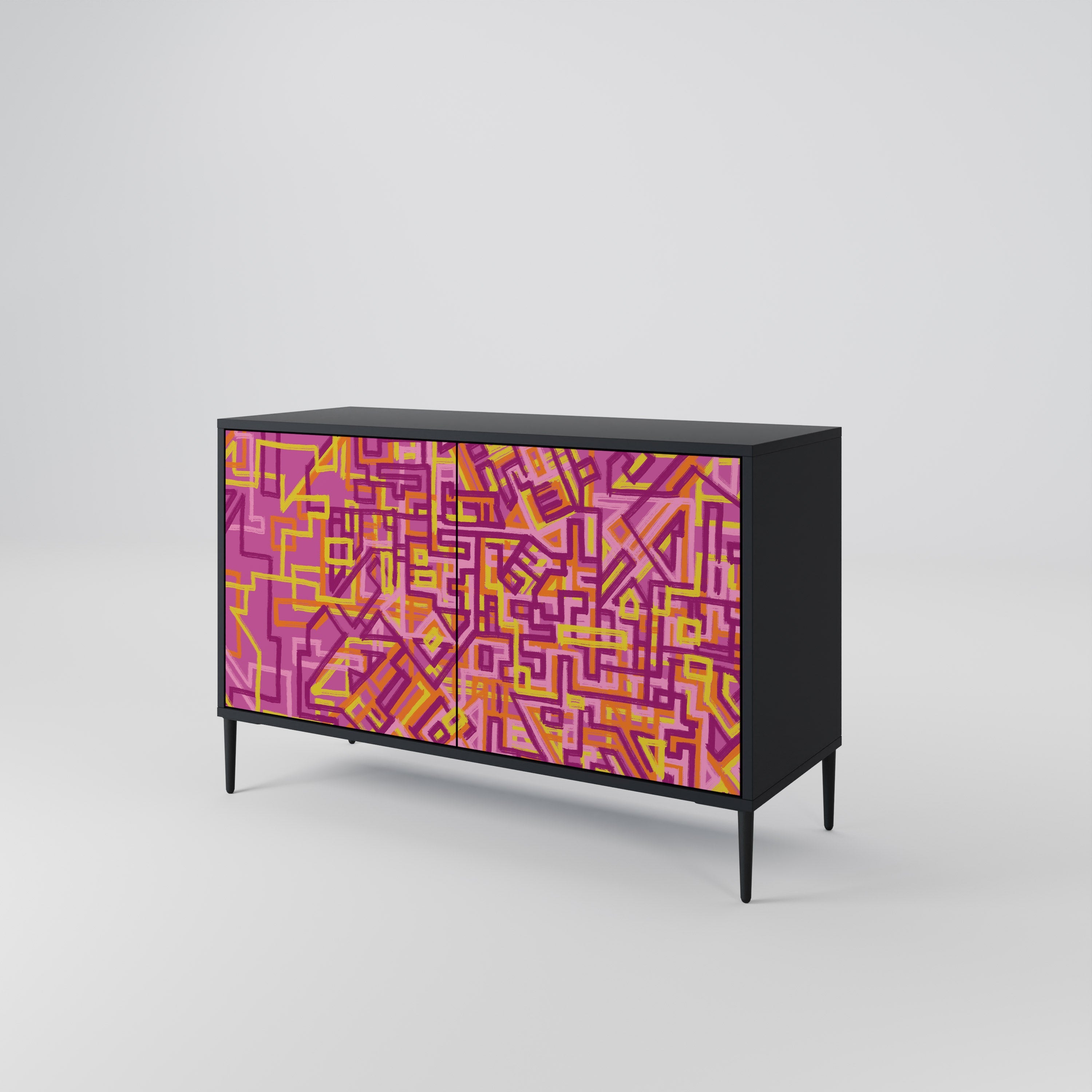 LOVELY MEMORIES 2-Door Sideboard in Black Finish