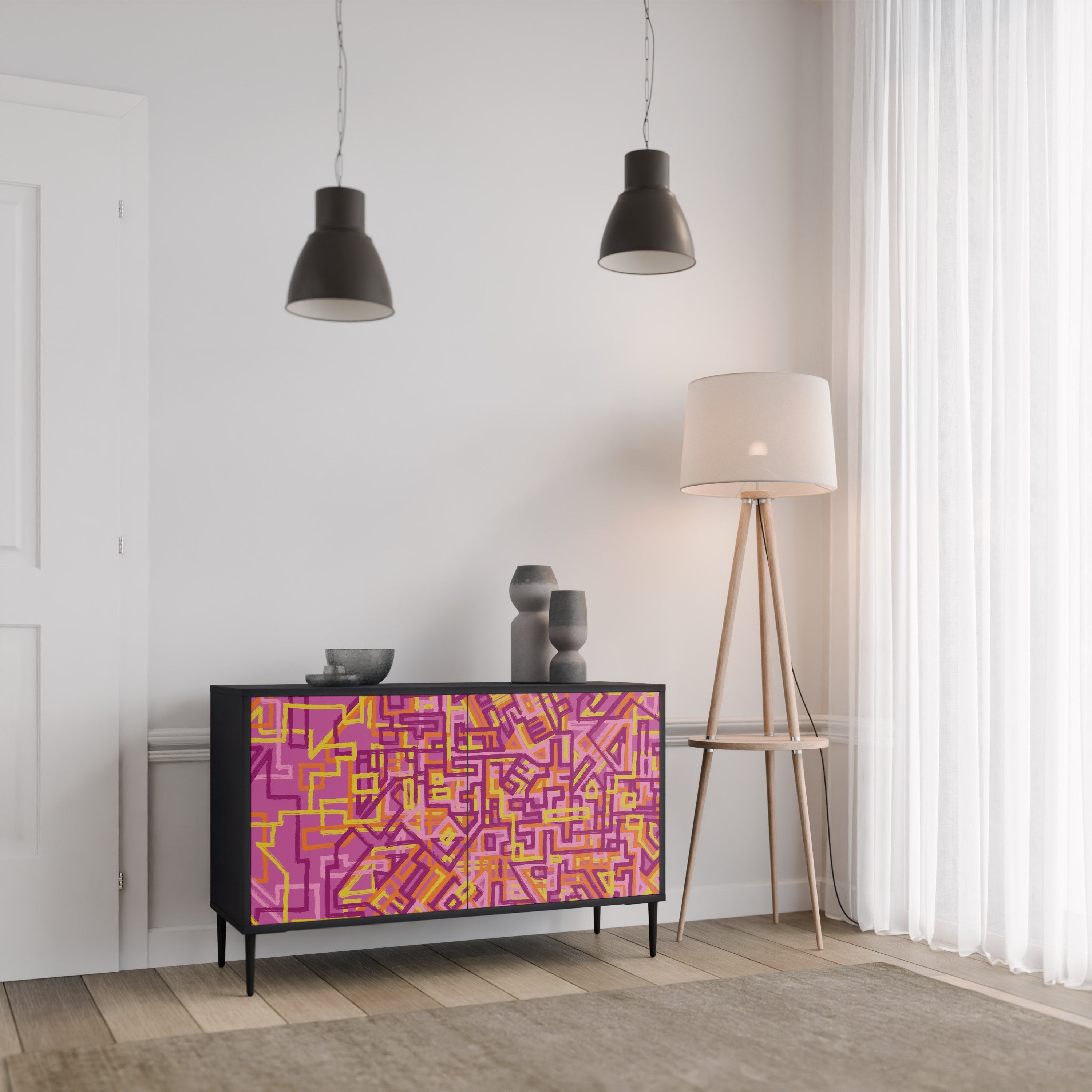 LOVELY MEMORIES 2-Door Sideboard in Black Finish